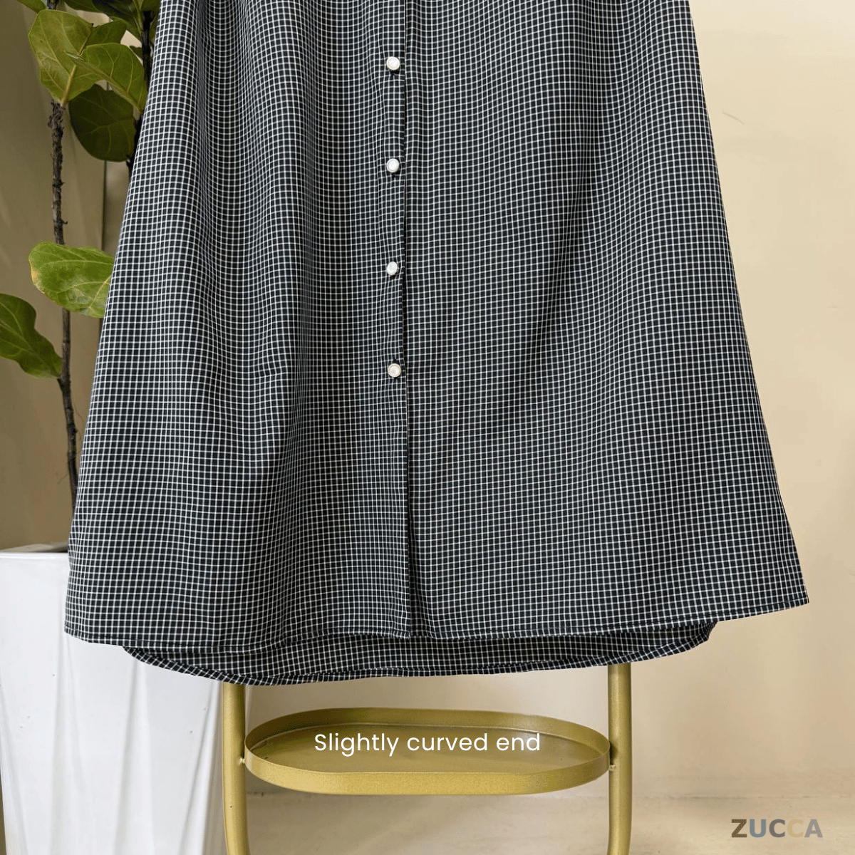 ZUCCA AVELIA GINGHAM CHECKER LONG BLOUSE - DM245 BAJU WANITA