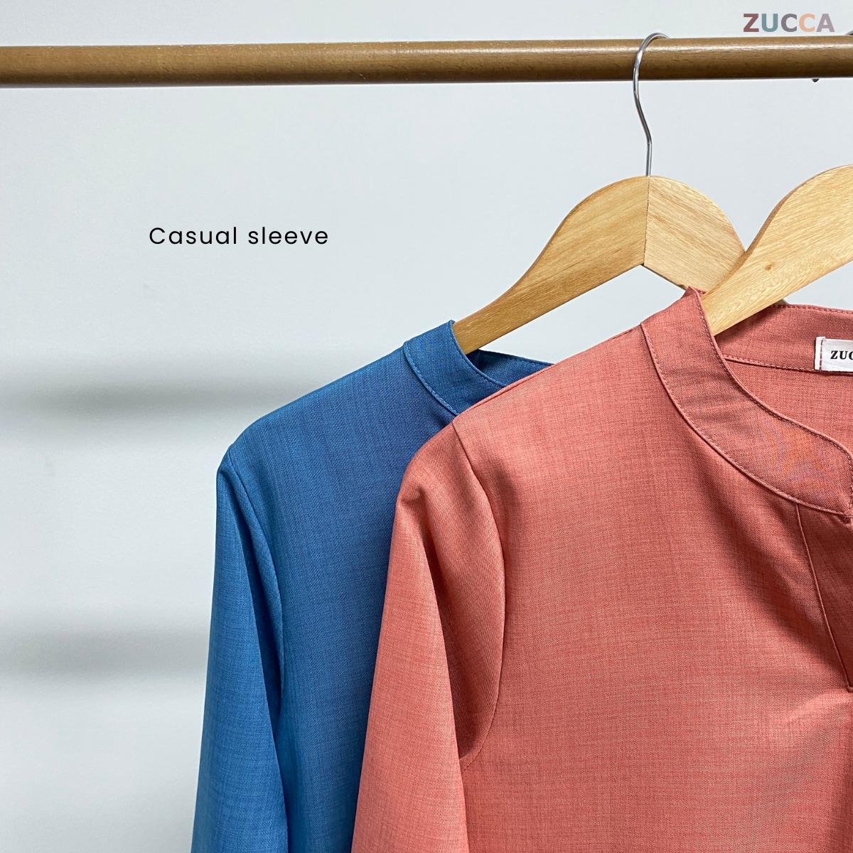 ZUCCA ANDRA KEMEJA KASUAL WANITA LEHER V TANPA CORAK - DM247