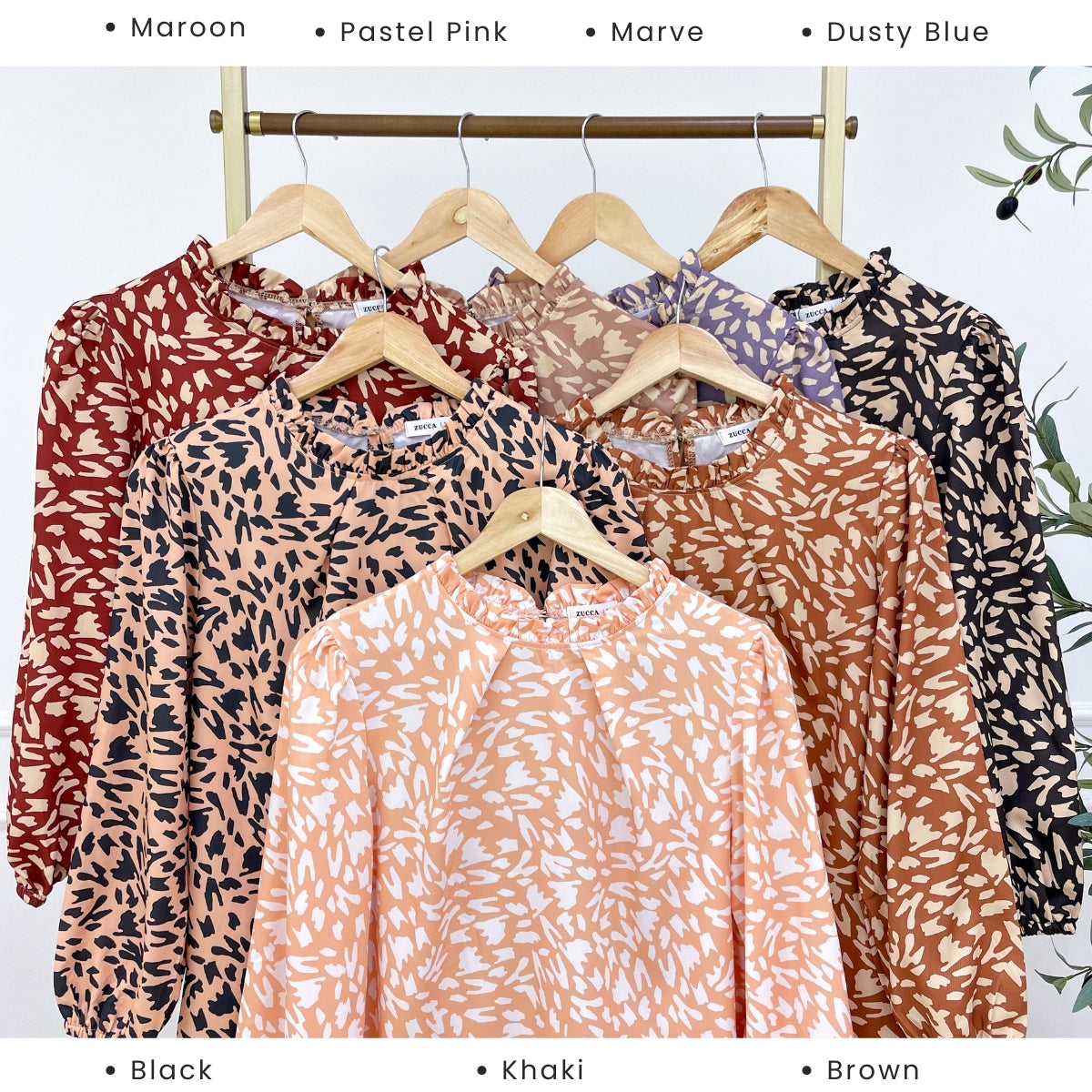 ZUCCA SHIMA RUFFLE NECK LEOPARD KASUAL WOMEN BLOUSE - DM250