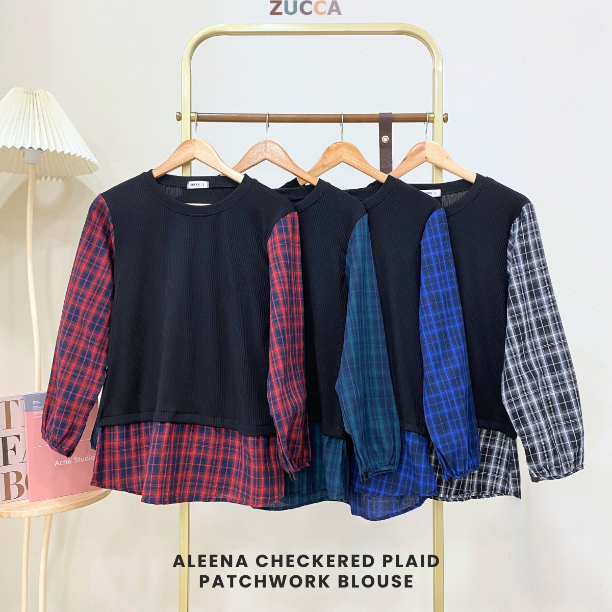 ZUCCA ALEENA BLOUSE PATCHWORK PLAID BERPETAK - DM254