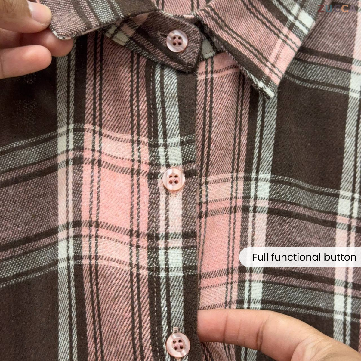 ZUCCA SARAYA FULL BUTTON CHECKERED BLOUSE - DM255