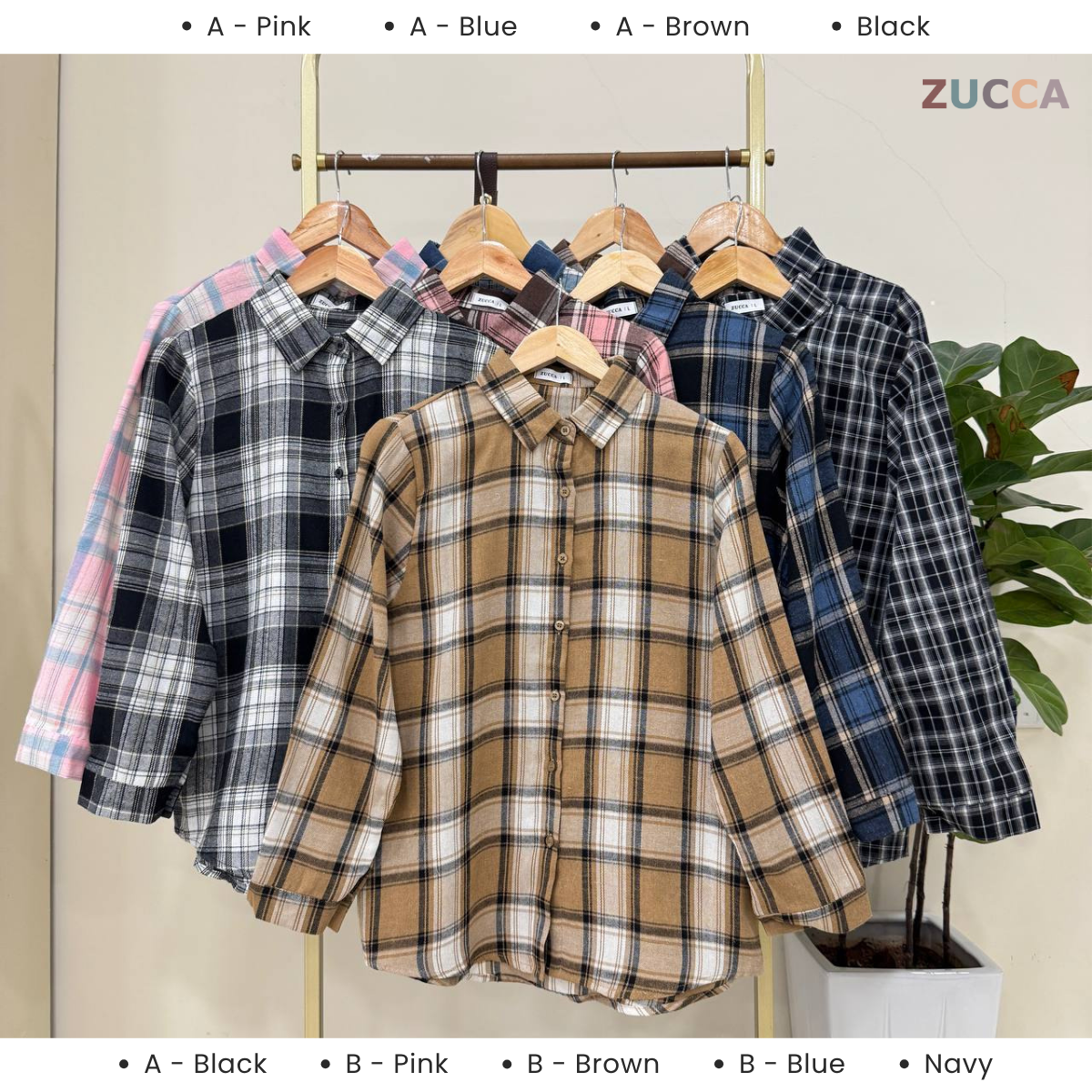 ZUCCA SARAYA FULL BUTTON CHECKERED BLOUSE - DM255