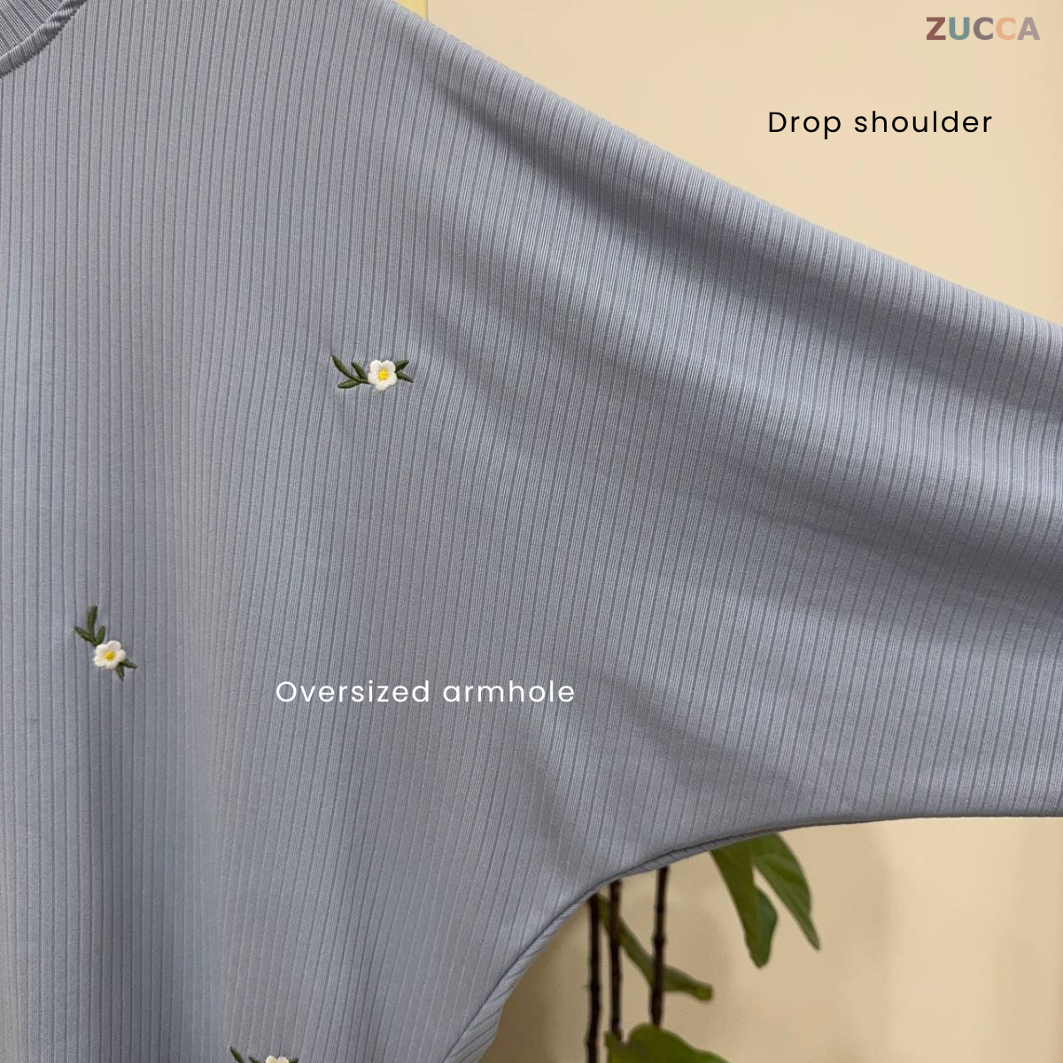 ZUCCA SIENA EMBROIDERY FLORAL WOMEN BLOUSE - DM259 RIB KNIT