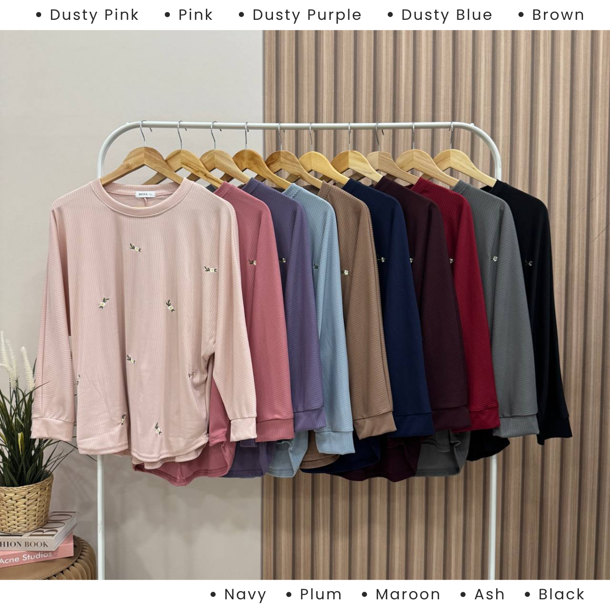 ZUCCA SIENA EMBROIDERY FLORAL WOMEN BLOUSE - DM259 RIB KNIT