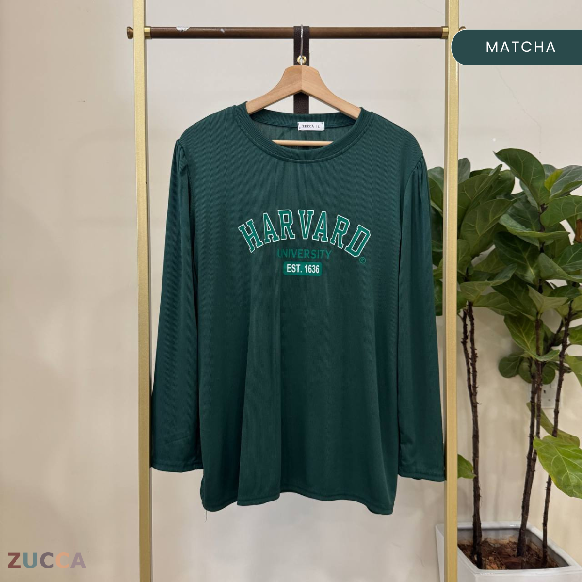 ZUCCA HELENA BAJU KASUAL WANITA - DM266 COTTON RIBBED SHIRT