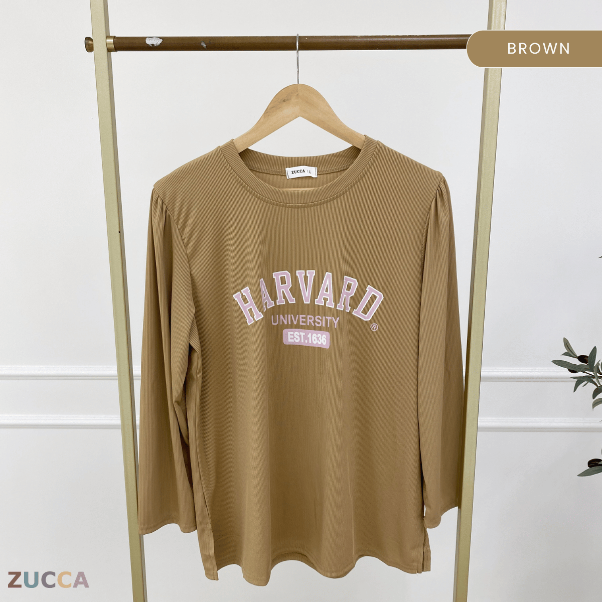 ZUCCA HELENA BAJU KASUAL WANITA - DM266 COTTON RIBBED SHIRT