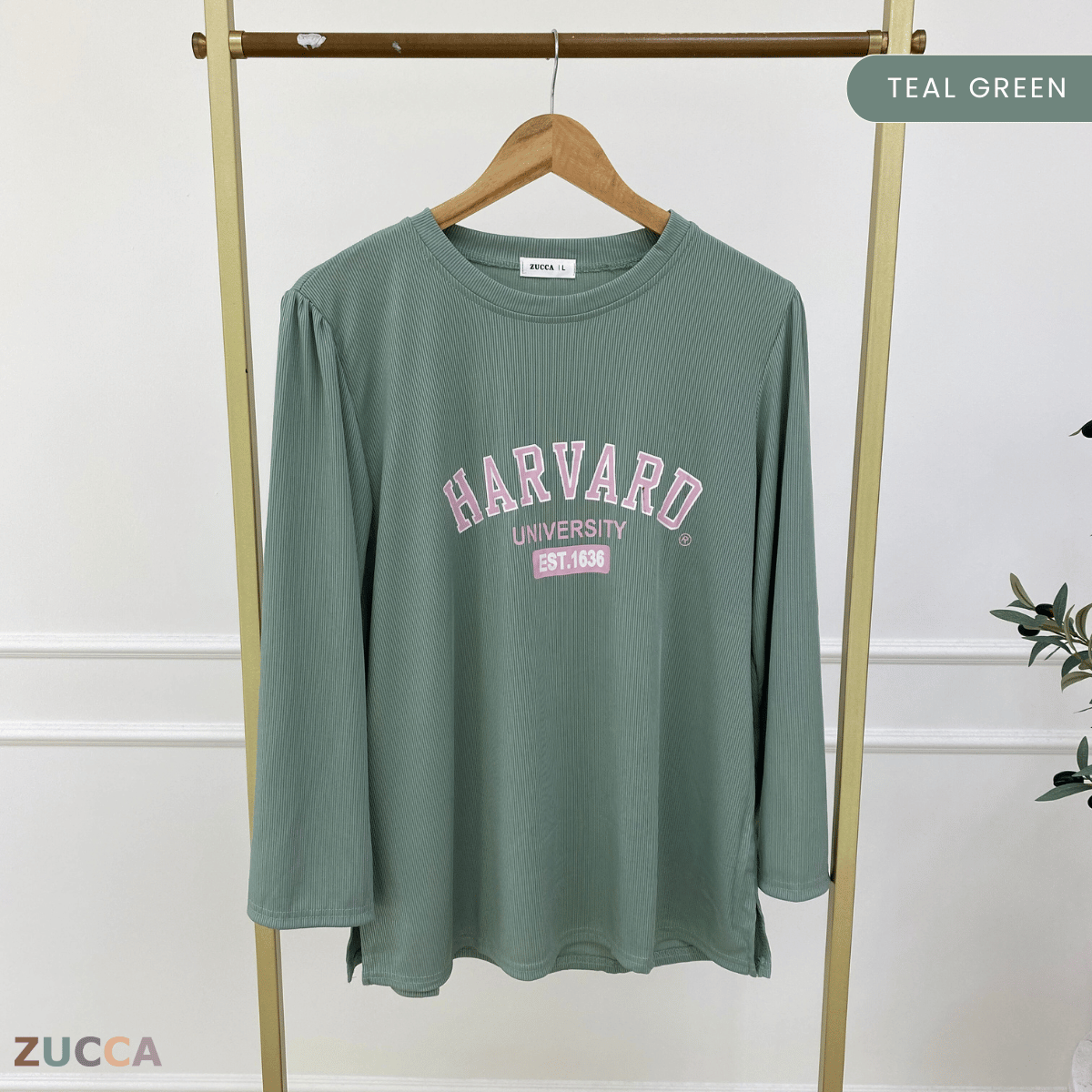 ZUCCA HELENA BAJU KASUAL WANITA - DM266 COTTON RIBBED SHIRT