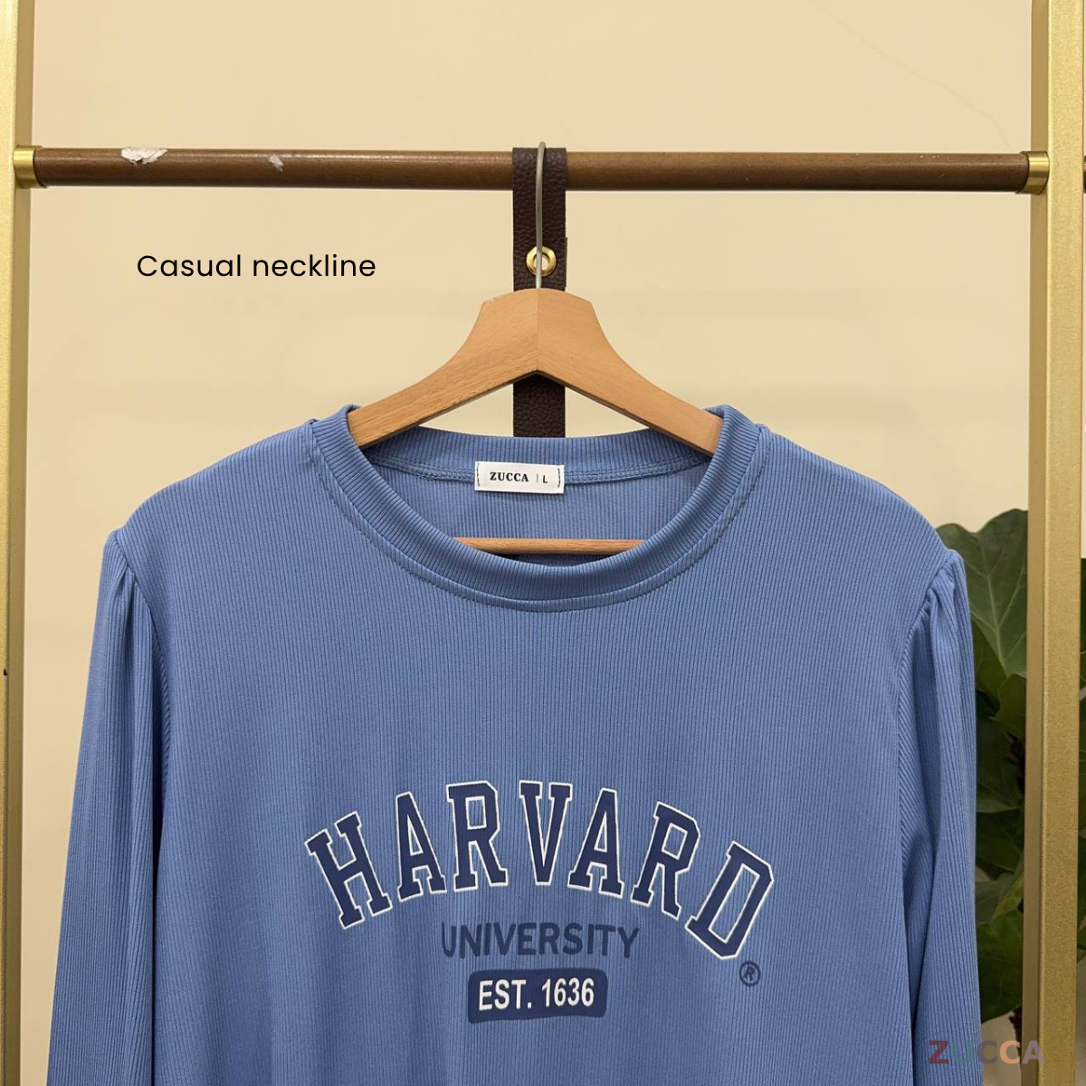 ZUCCA HELENA BAJU KASUAL WANITA - DM266 COTTON RIBBED SHIRT