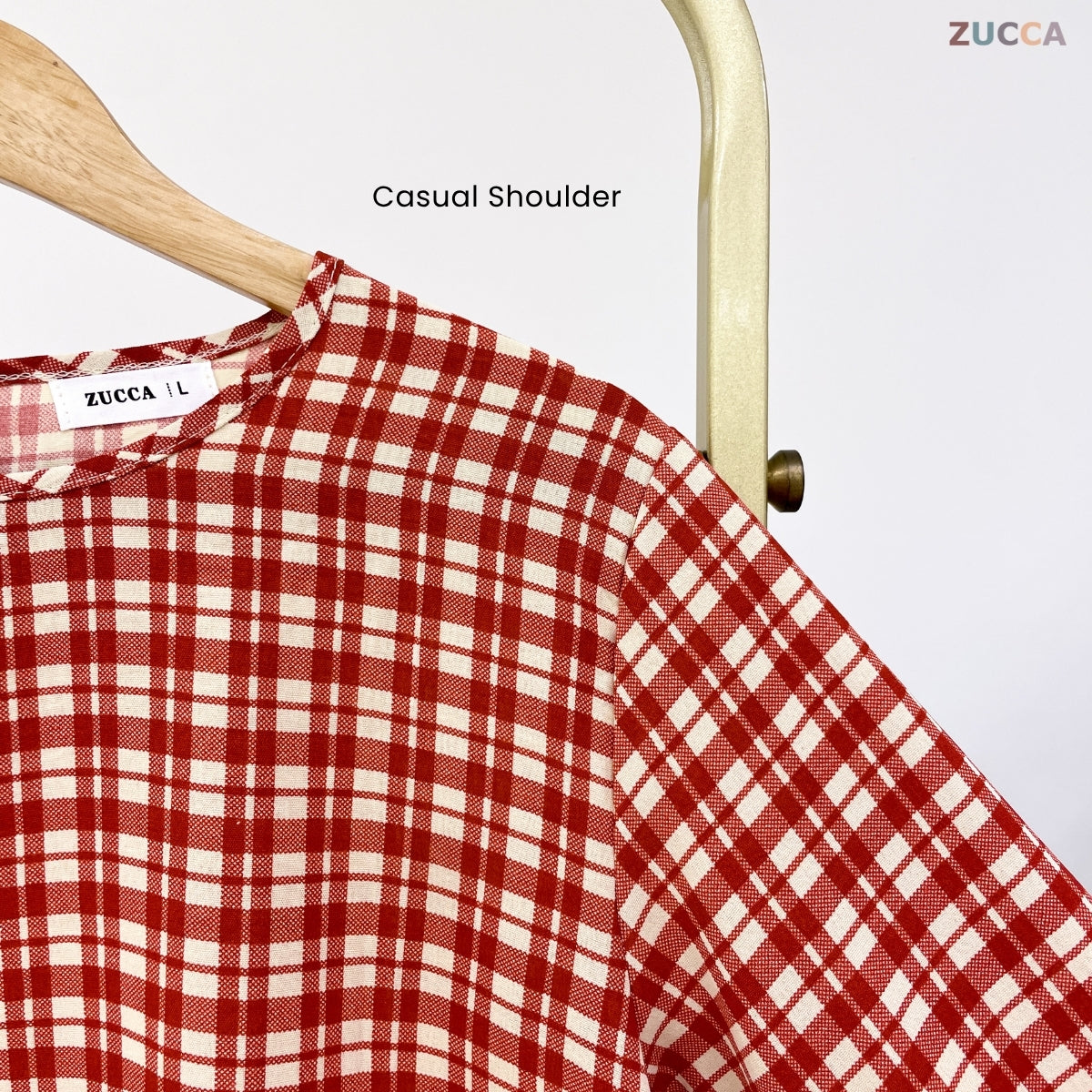 ZUCCA TISHA BLOUS WANITA BERKOTAK LENGAN PANJANG - DM267