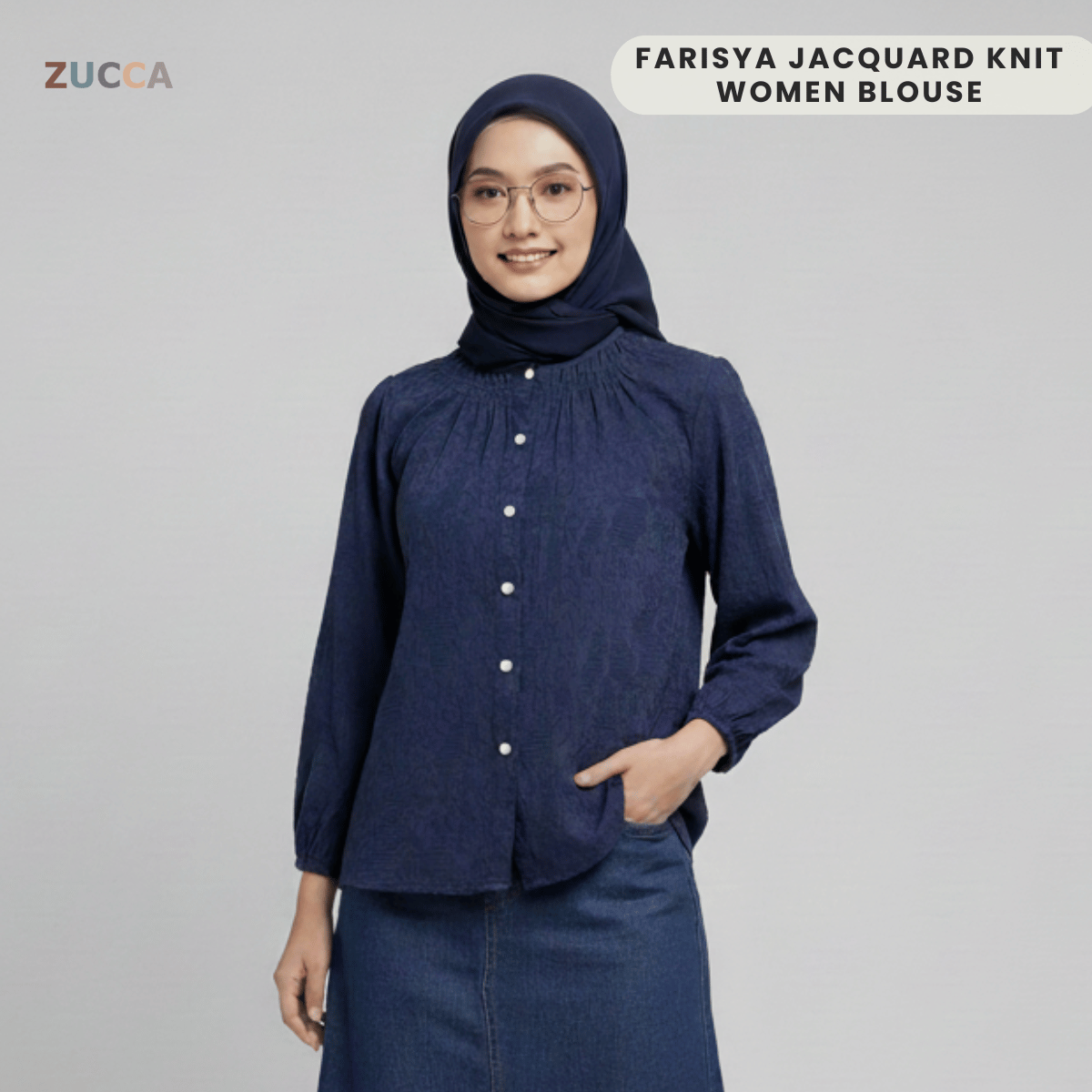 ZUCCA FARISYA BLAUS WANITA JACQUARD - DM269