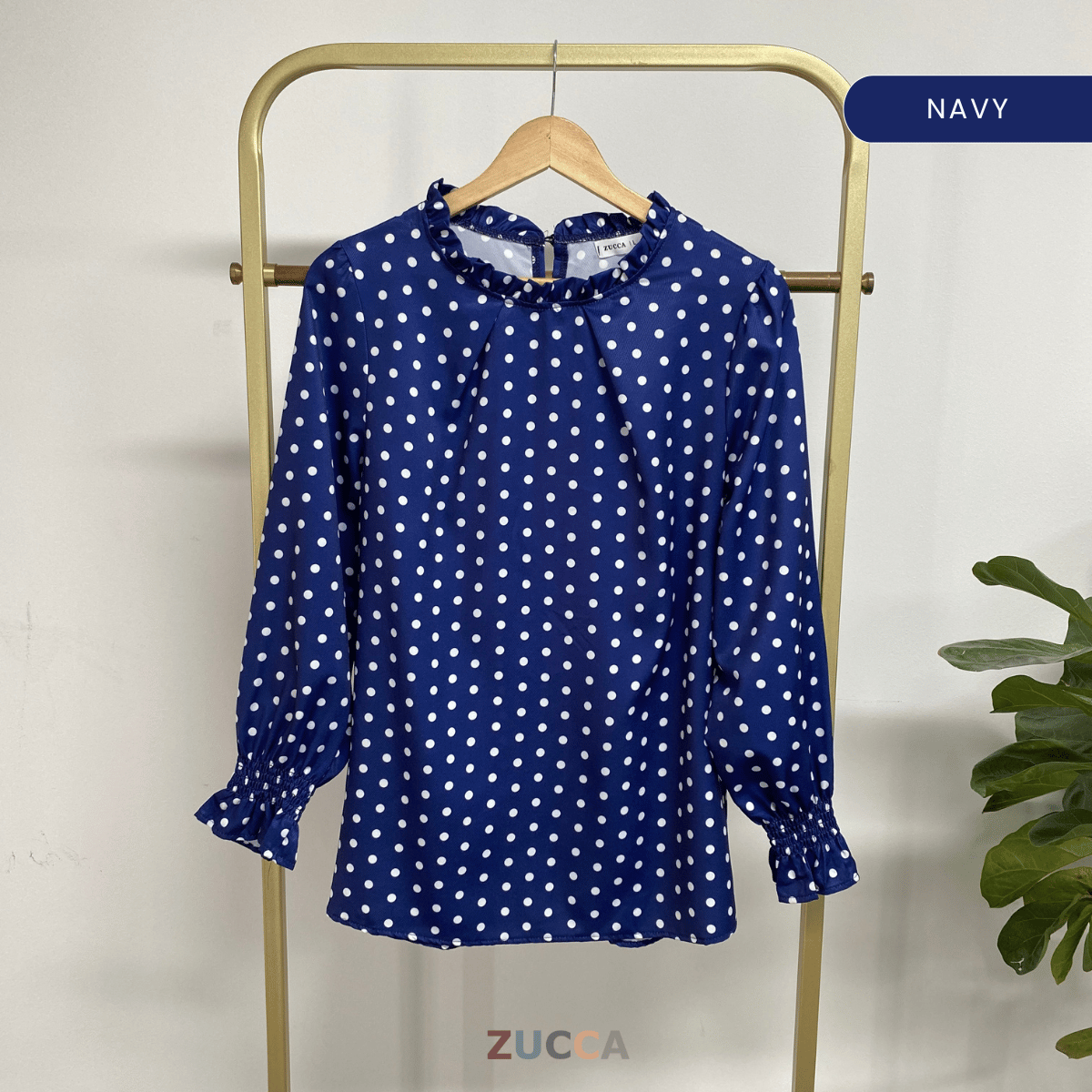 ZUCCA QISTINE POLKA RUFFLE BLOUSE– DM273 Tops Shirts