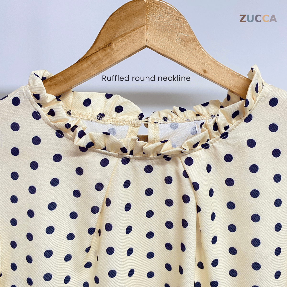 ZUCCA QISTINE POLKA RUFFLE BLOUSE– DM273 Tops Shirts