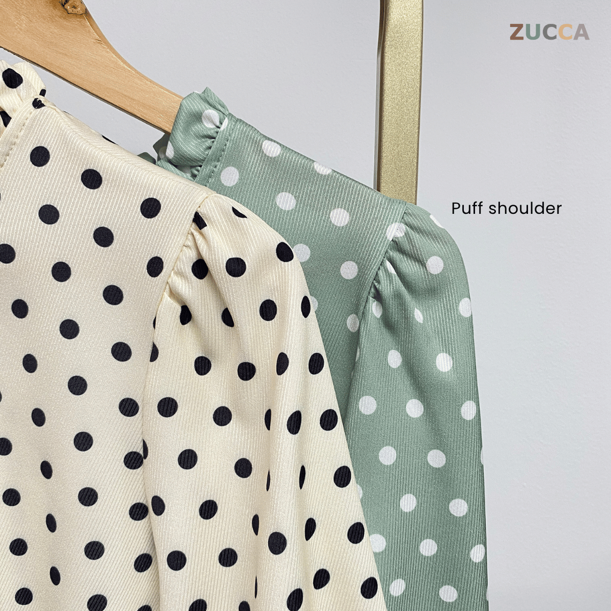 ZUCCA QISTINE POLKA RUFFLE BLOUSE– DM273 Tops Shirts