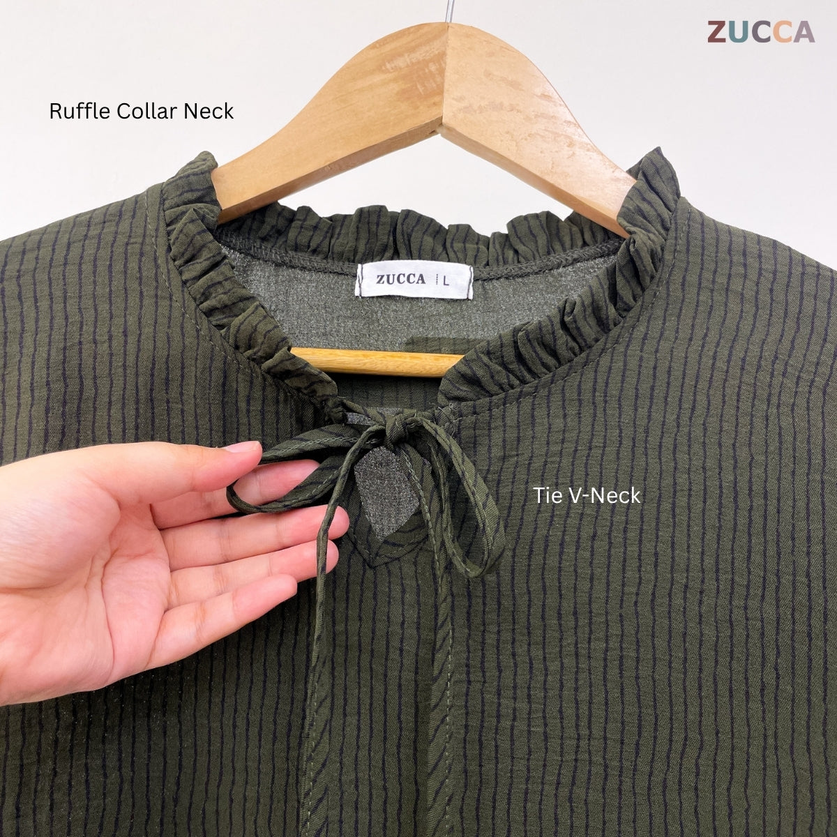 ZUCCA DAYANA KASUAL WOMEN BLOUSE RUFFLE NECK - DM279