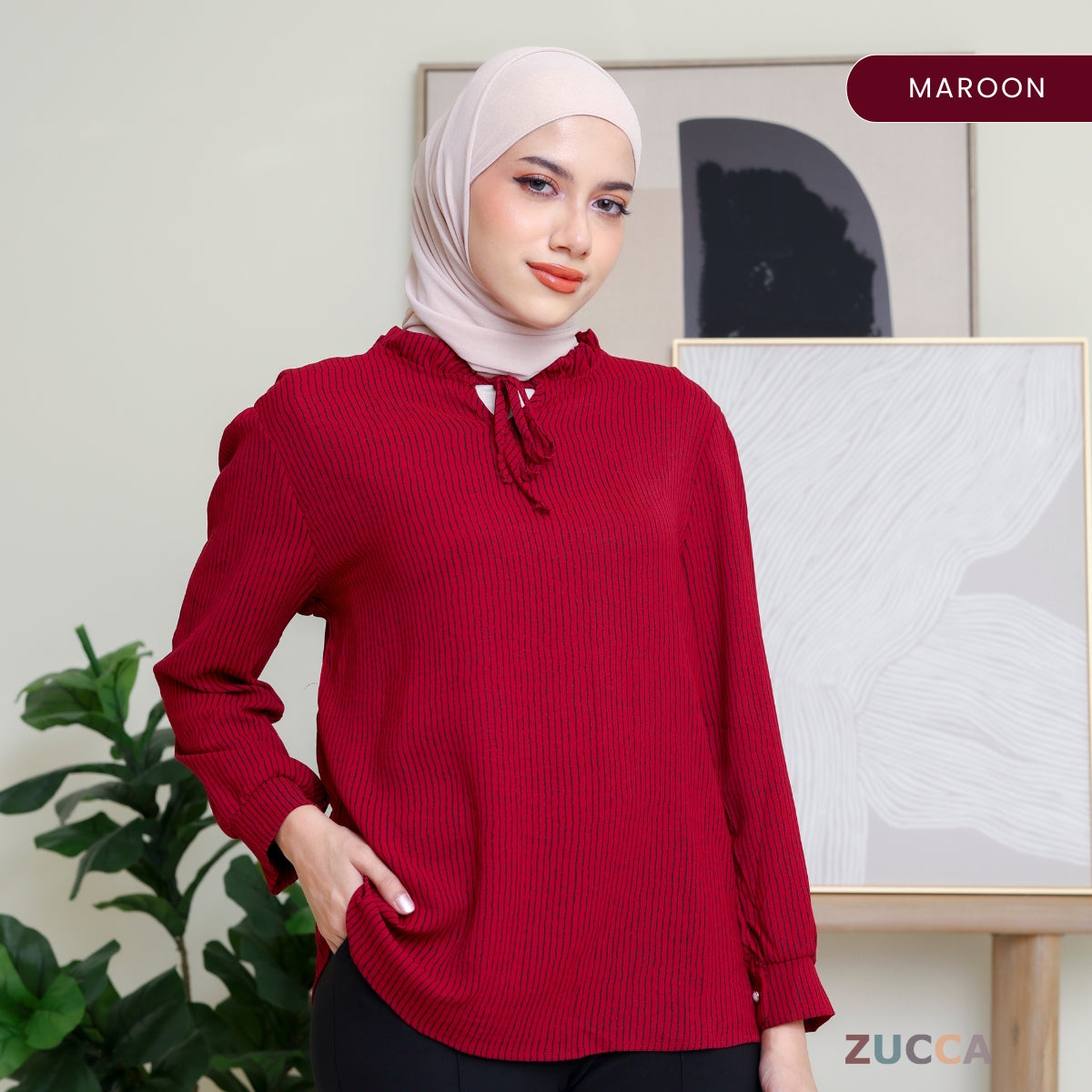 ZUCCA DAYANA KASUAL WOMEN BLOUSE RUFFLE NECK - DM279