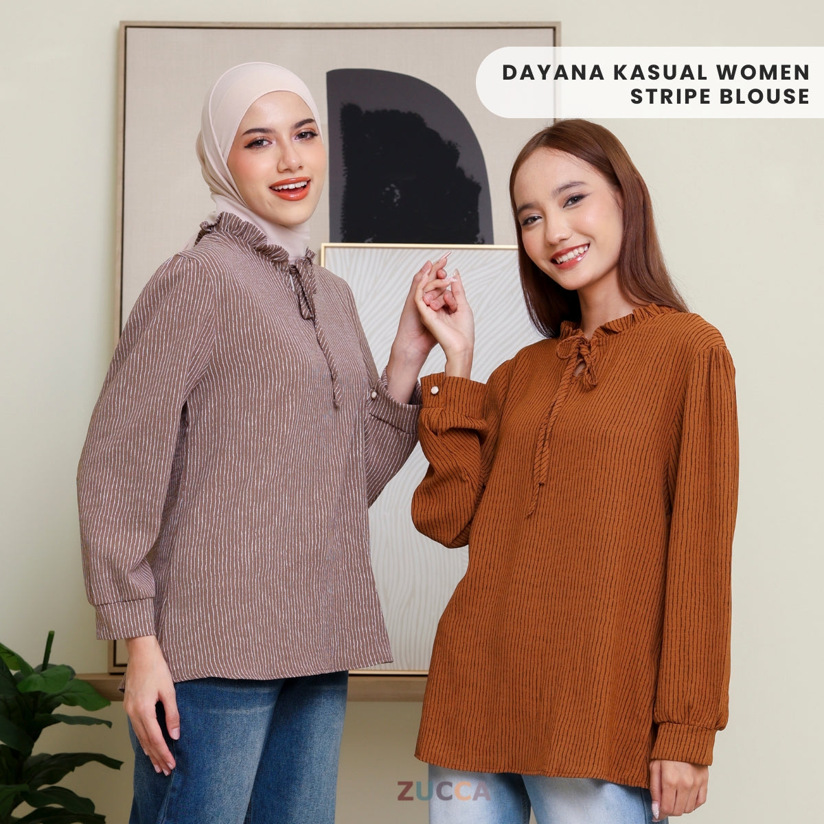 ZUCCA DAYANA KASUAL WOMEN BLOUSE RUFFLE NECK - DM279