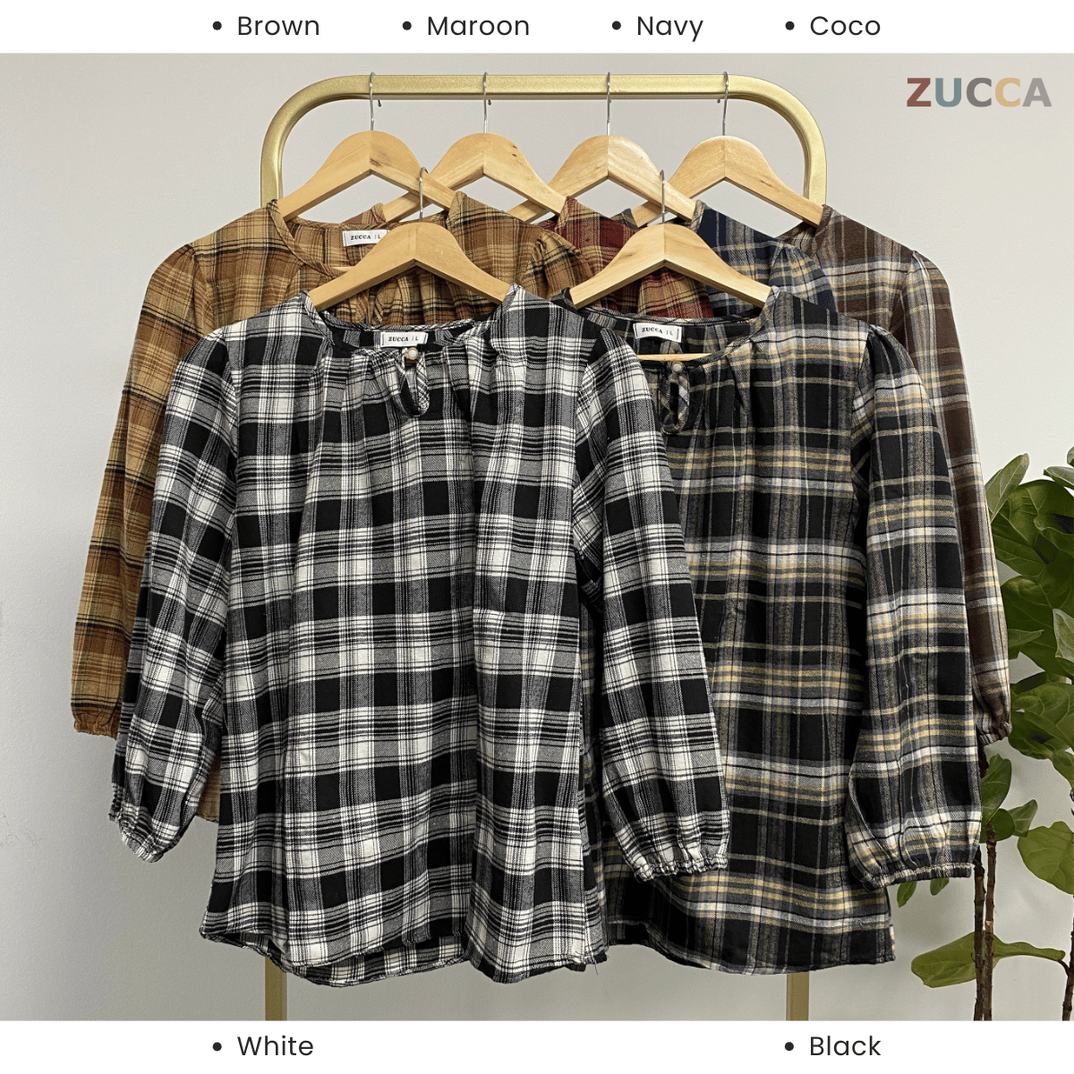 ZUCCA NANCY BLAUS WANITA KASUAL CORAK PLAID - DM282