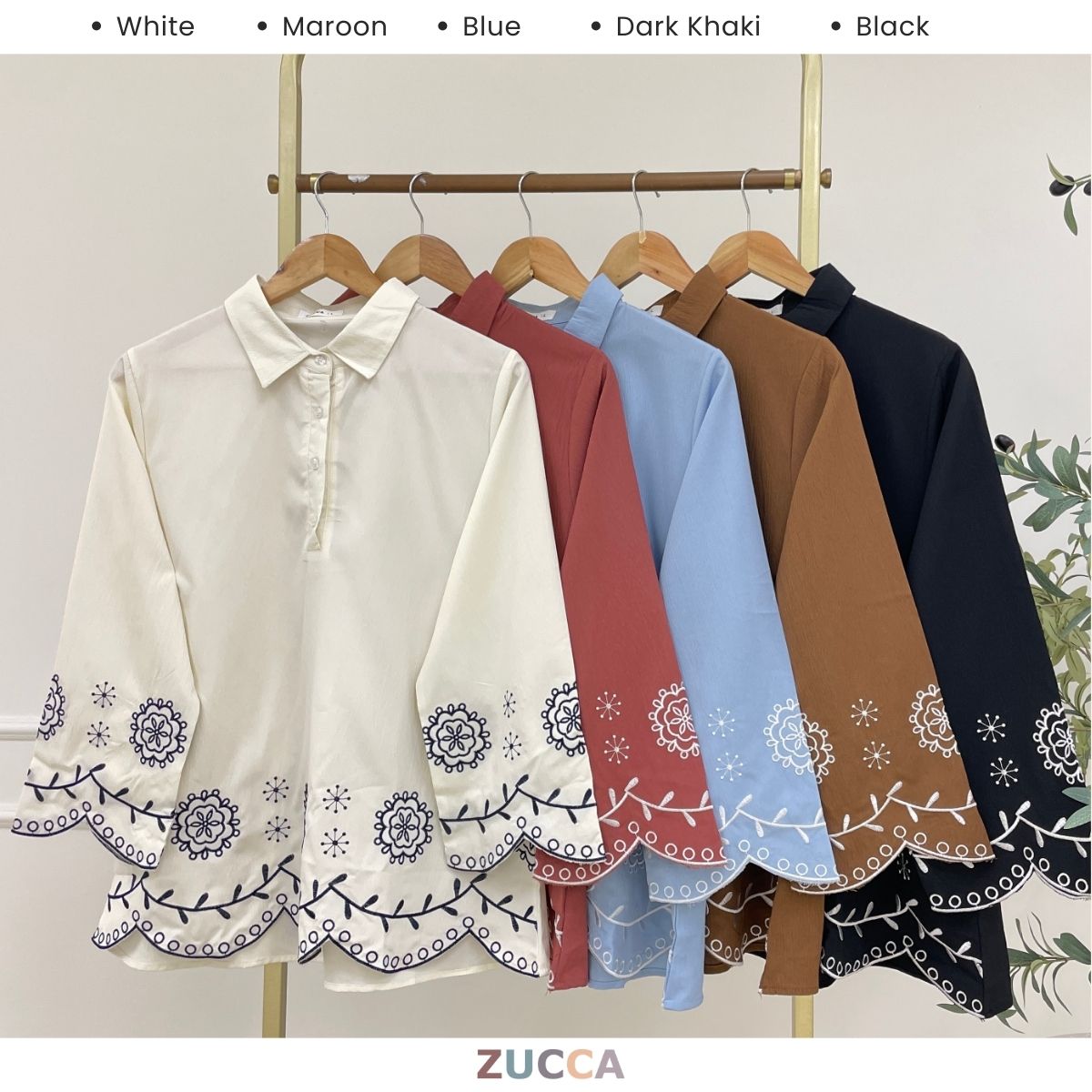 ZUCCA AMALINA MODEST EMBROIDERY BLOUSE-DM294