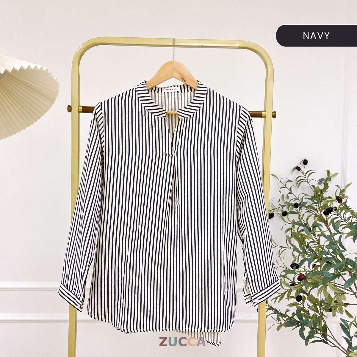 ZUCCA ELVIANA STRIPE TEXTURED BLOUSE-DM300