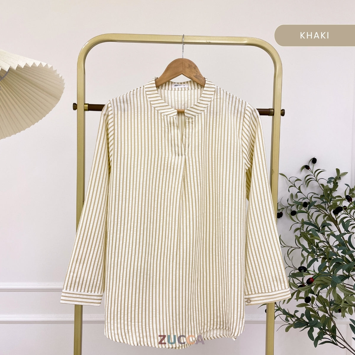 ZUCCA ELVIANA STRIPE TEXTURED BLOUSE-DM300