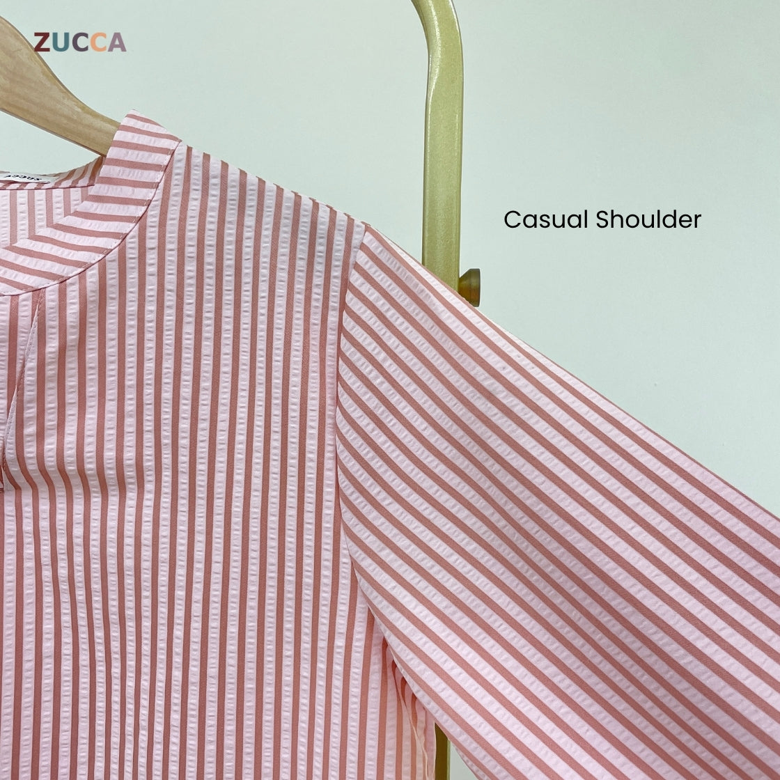 ZUCCA ELVIANA STRIPE TEXTURED BLOUSE-DM300