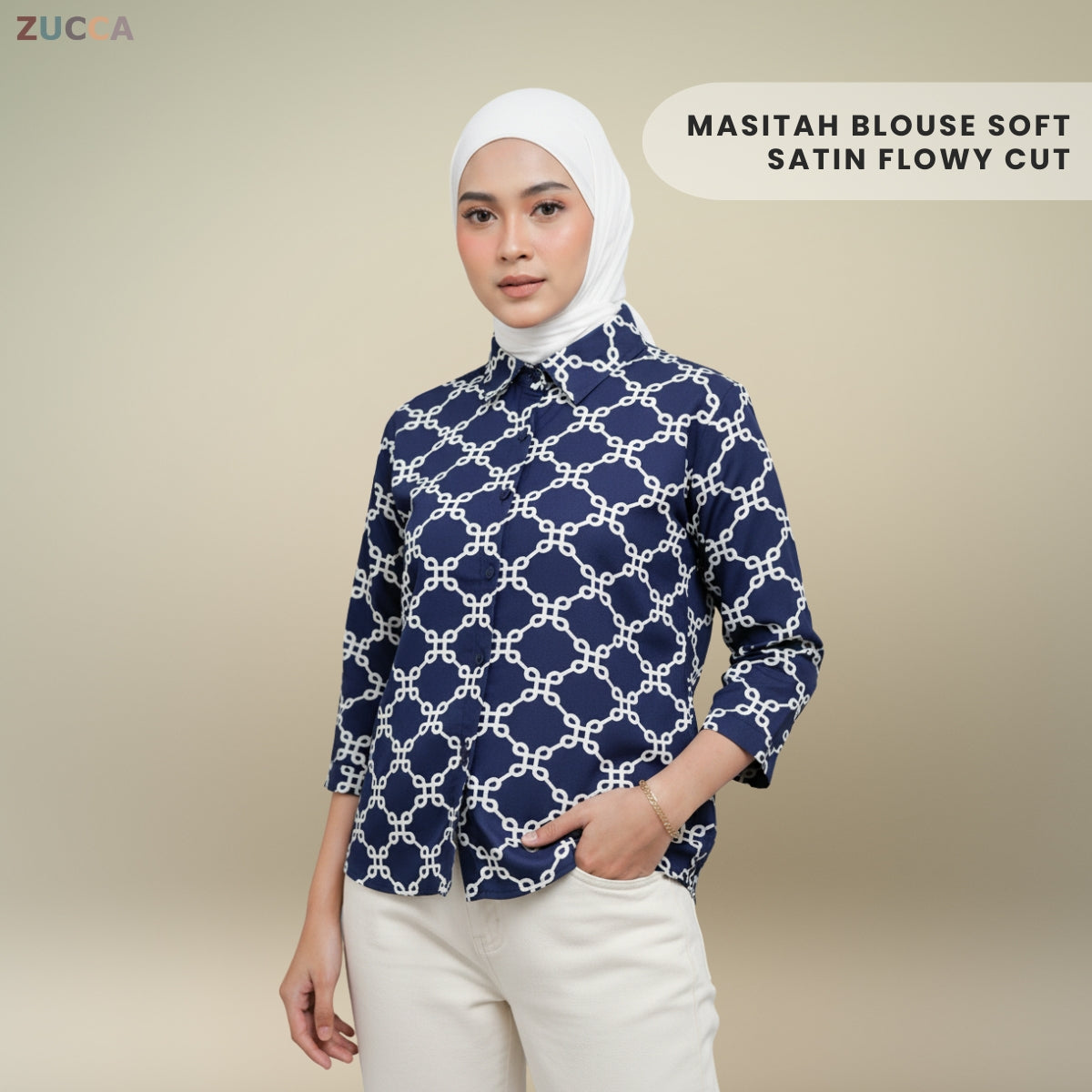 ZUCCA MASITAH BLOUSE SOFT SATIN FLOWY CUT -DM298