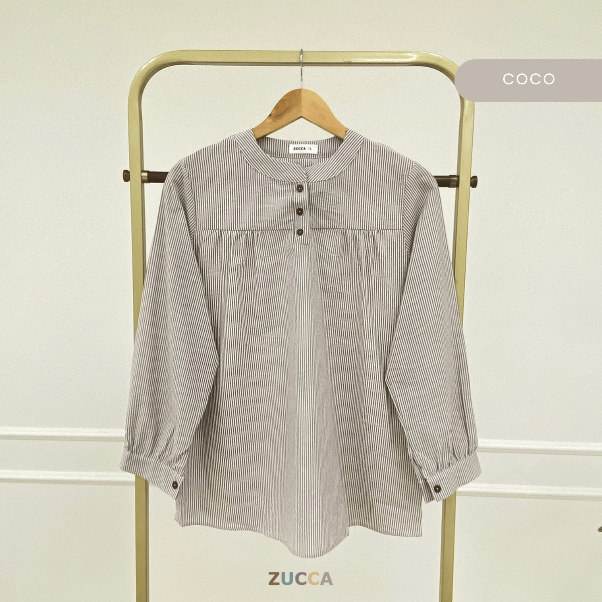 ZUCCA ELVINA MODEST STRIPES LUXE-DM299 Tops Shirts