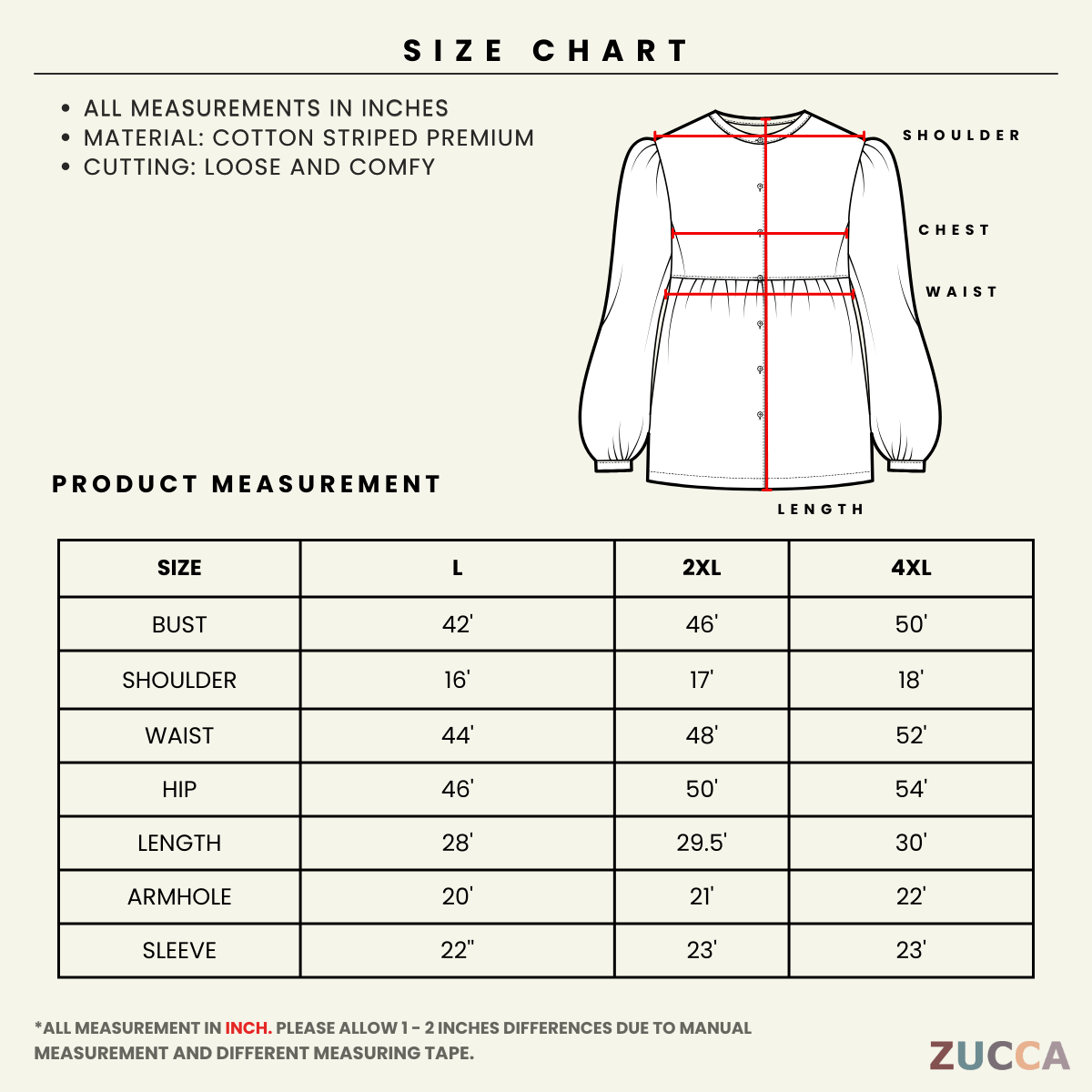 ZUCCA ELVINA MODEST STRIPES LUXE-DM299 Tops Shirts