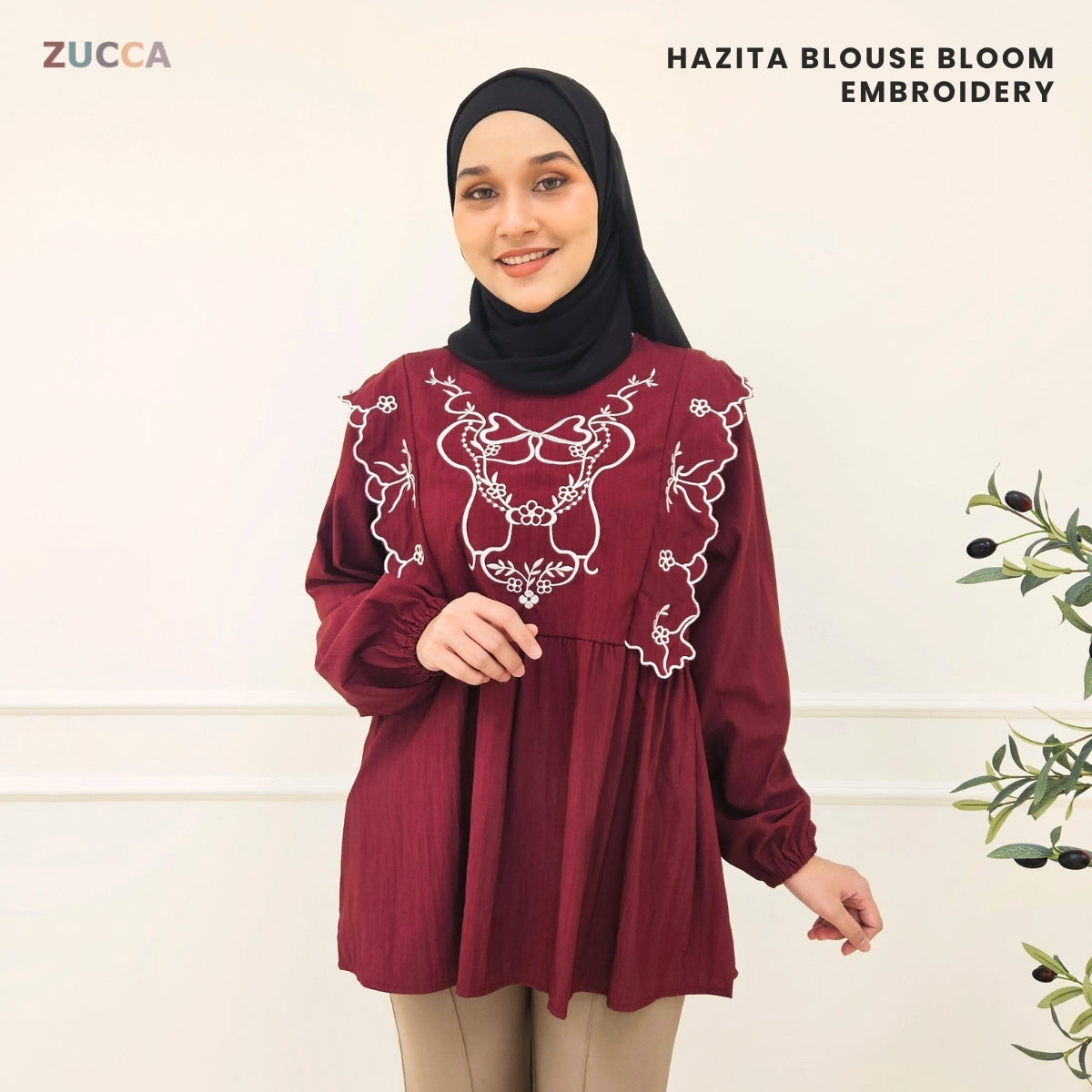 ZUCCA HAZITA BLOUSE BLOOM EMBROIDERY - DM302