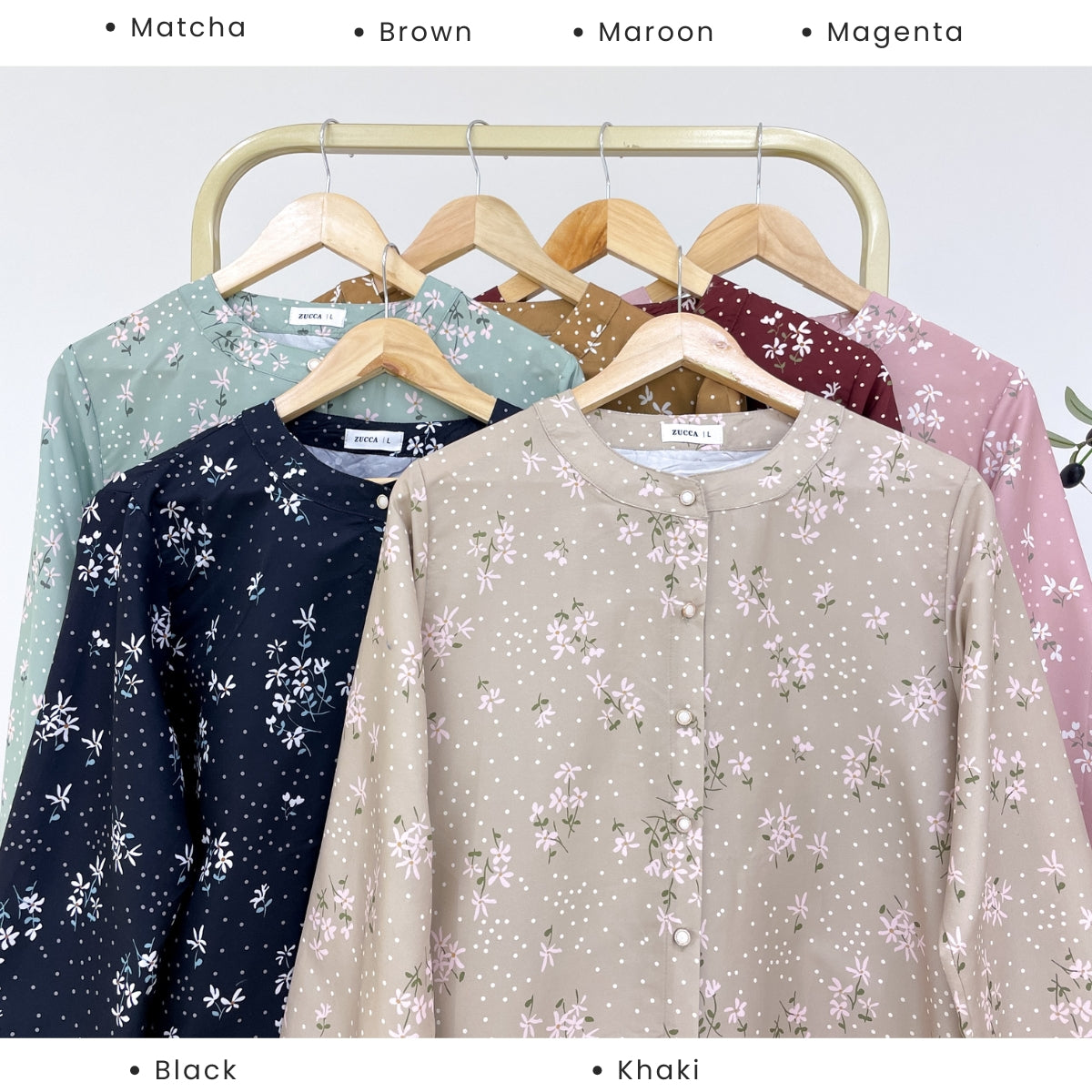 ZUCCA AINA MUSLIMAH KASUAL LONG BLOUSE FLOWER PATTERN - DM306