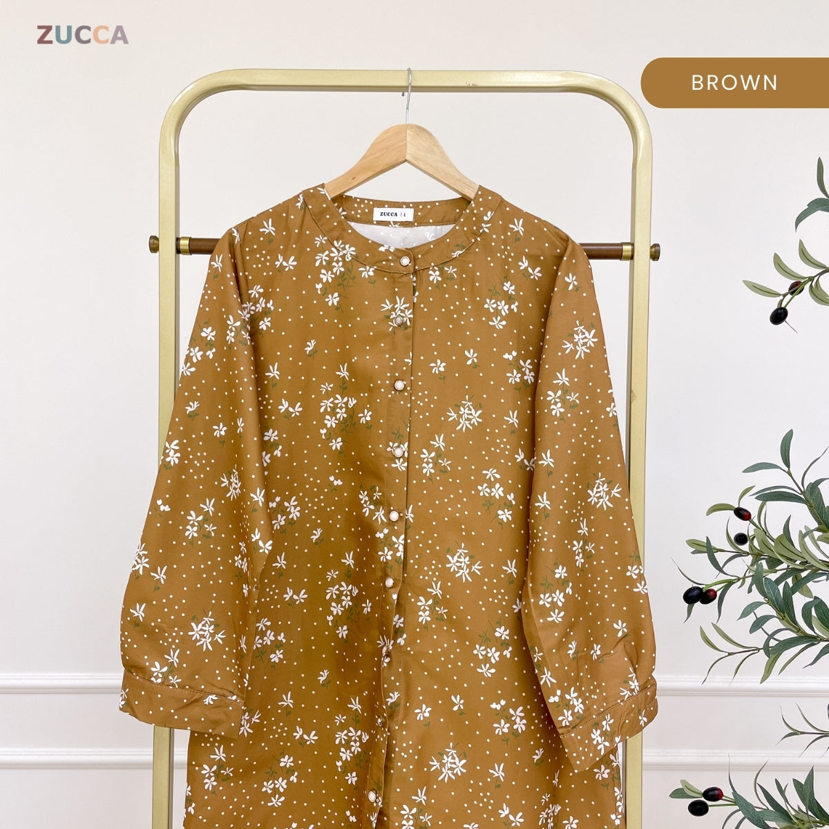 ZUCCA AINA MUSLIMAH KASUAL LONG BLOUSE FLOWER PATTERN - DM306
