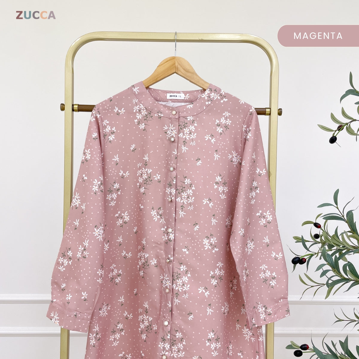 ZUCCA AINA MUSLIMAH KASUAL LONG BLOUSE FLOWER PATTERN - DM306