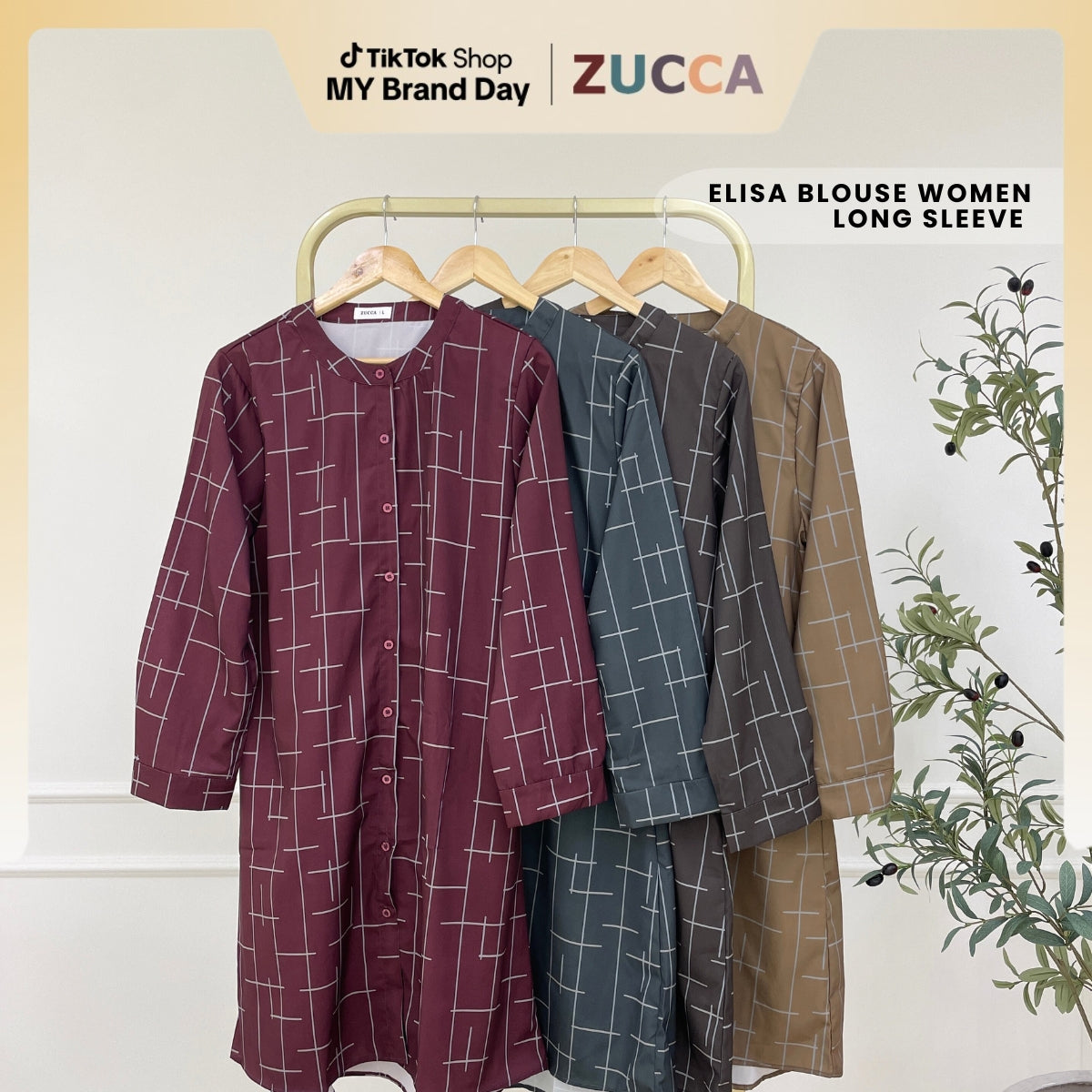 ZUCCA ELISA MUSLIMAH BLOUSE WOMEN LONG SLEEVE - DM307 BAJU PEREMPUAN