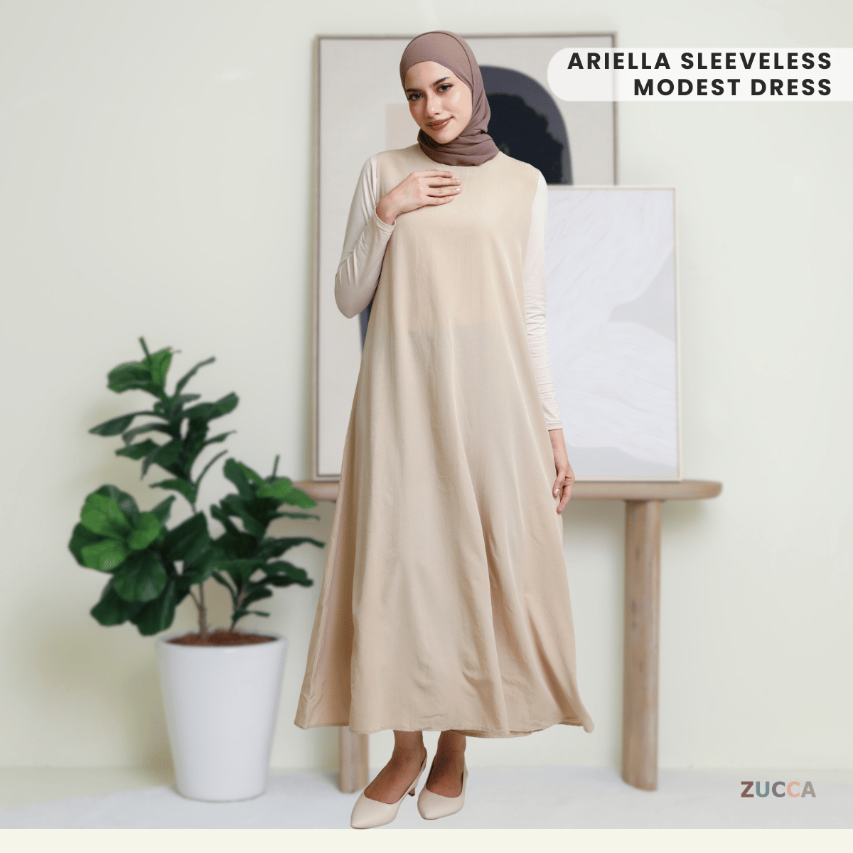 ZUCCA ARIELLA SLEEVELESS MODEST DRESS -DM311