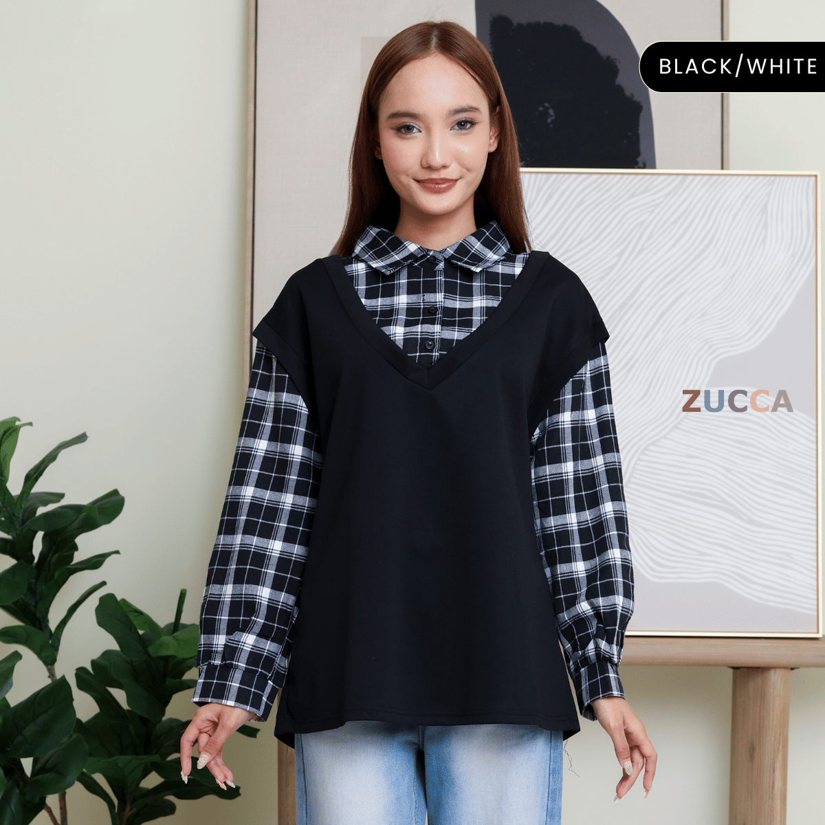 ZUCCA HALEEN WOMEN KASUAL BLOUSE KOREAN STYLE -DM312