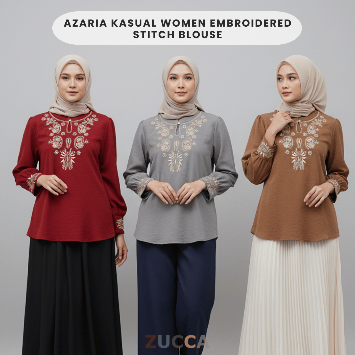 ZUCCA AZARIA KASUAL WOMEN EMBROIDERED STITCH BLOUSE - DM317