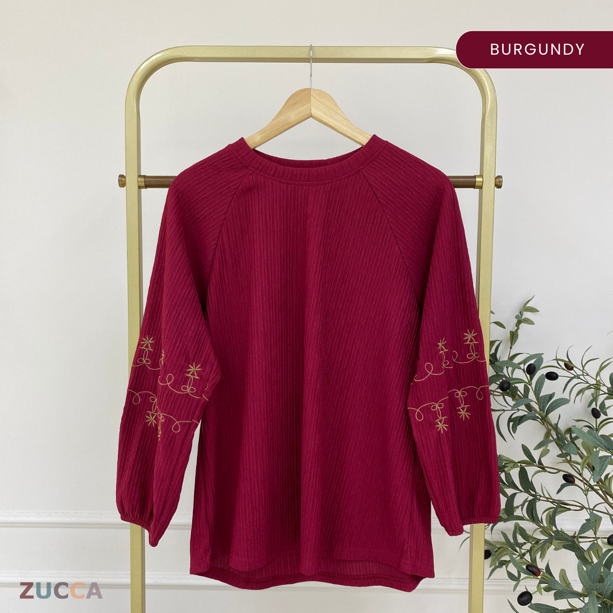 ZUCCA ARIYA KASUAL PLEATED BLOUSE LONG SLEEVE - DM319