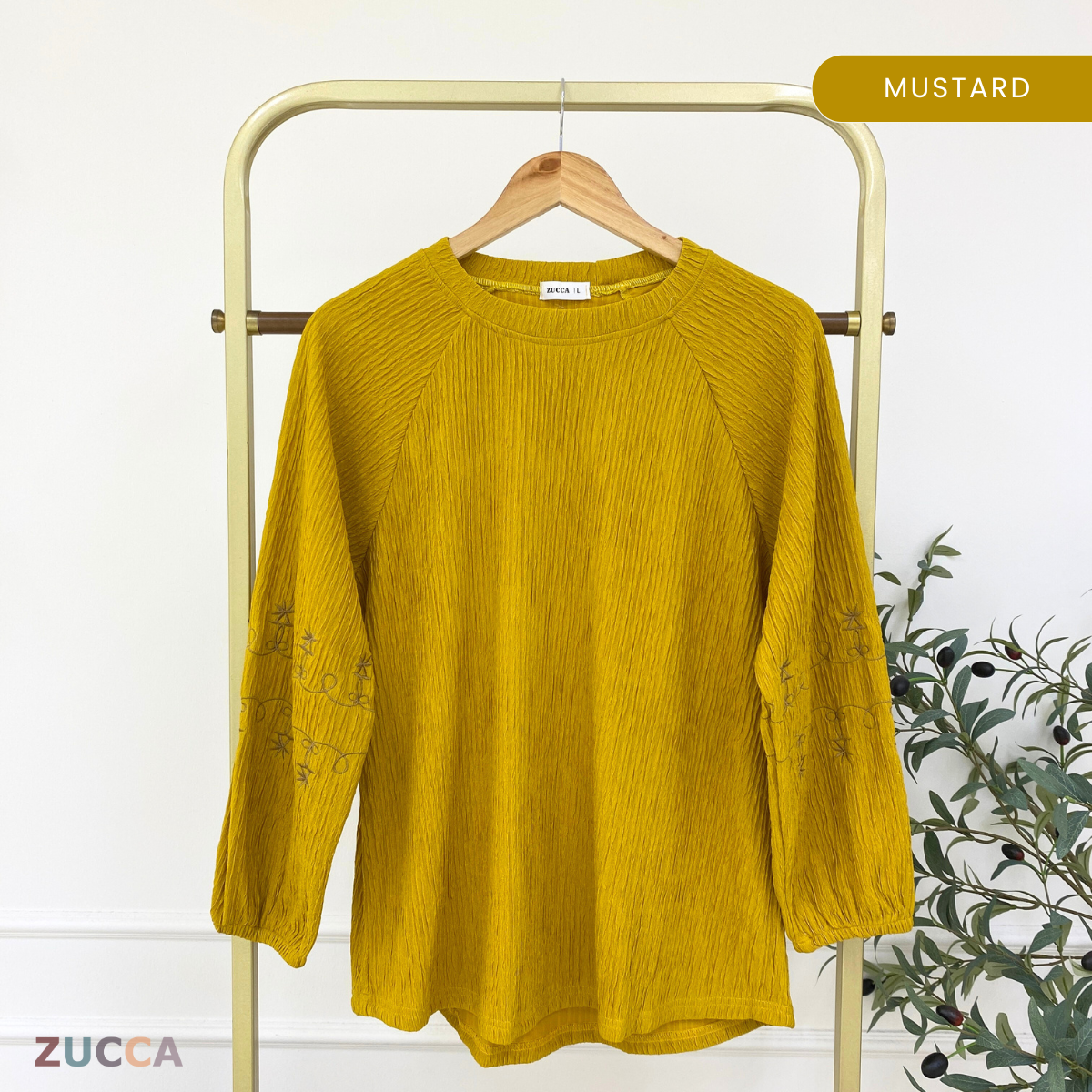 ZUCCA ARIYA KASUAL PLEATED BLOUSE LONG SLEEVE - DM319
