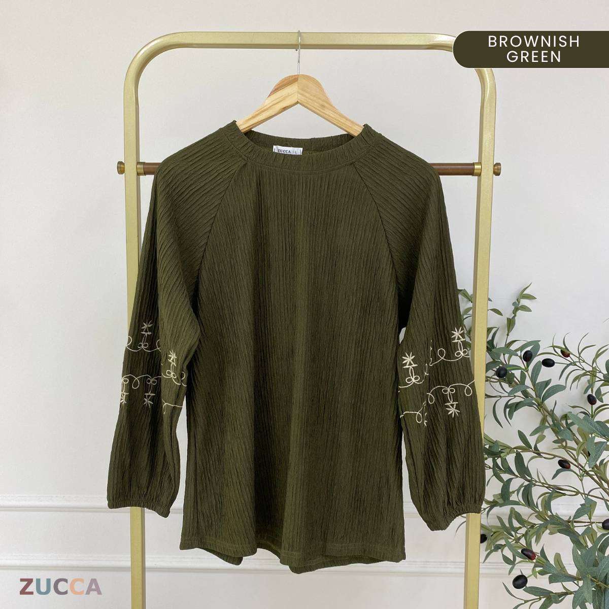 ZUCCA ARIYA KASUAL PLEATED BLOUSE LONG SLEEVE - DM319