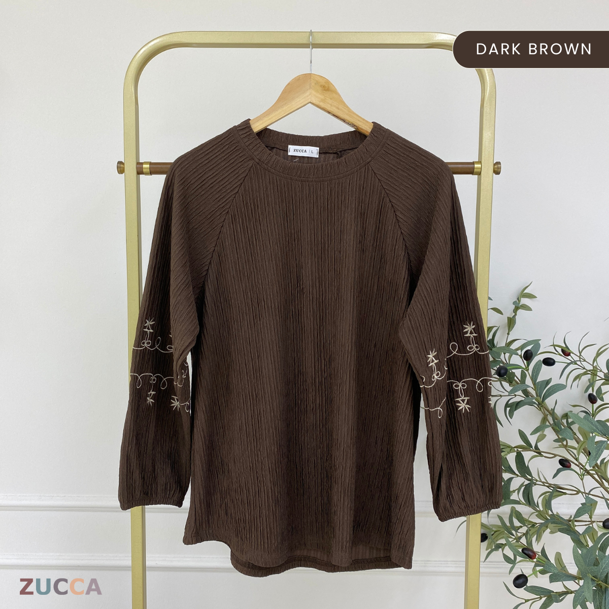 ZUCCA ARIYA KASUAL PLEATED BLOUSE LONG SLEEVE - DM319