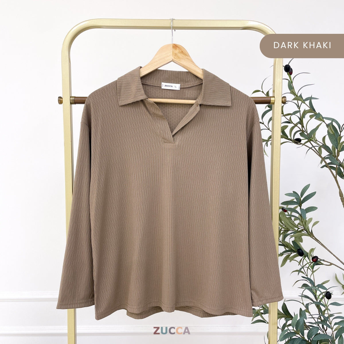 ZUCCA HAIRA WOMEN KASUAL PLAIN BLOUSE V-NECK COLLAR - DM320
