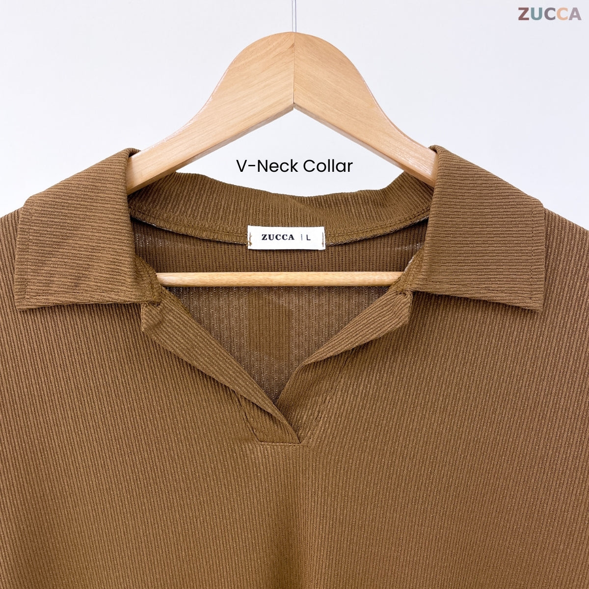 ZUCCA HAIRA WOMEN KASUAL PLAIN BLOUSE V-NECK COLLAR - DM320