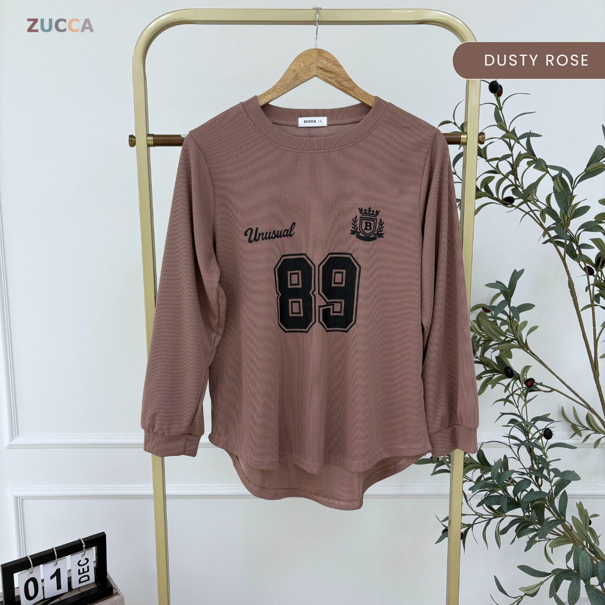 ZUCCA MELIA CASUAL RIBBED LONG SLEEVE TEE - DM321