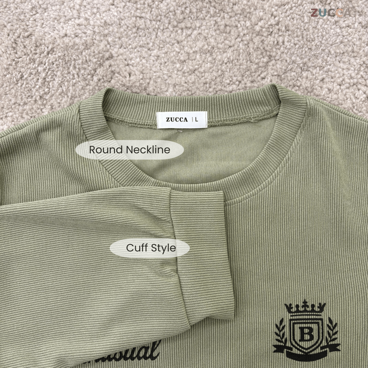 ZUCCA MELIA CASUAL RIBBED LONG SLEEVE TEE - DM321