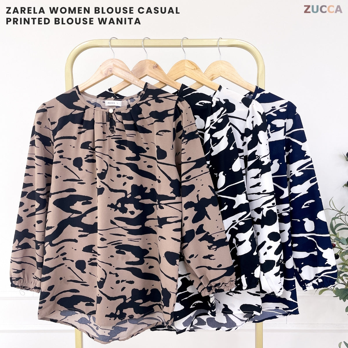 ZUCCA ZARELA WOMEN BLOUSE CASUAL PRINTED BLOUSE WANITA - DM330