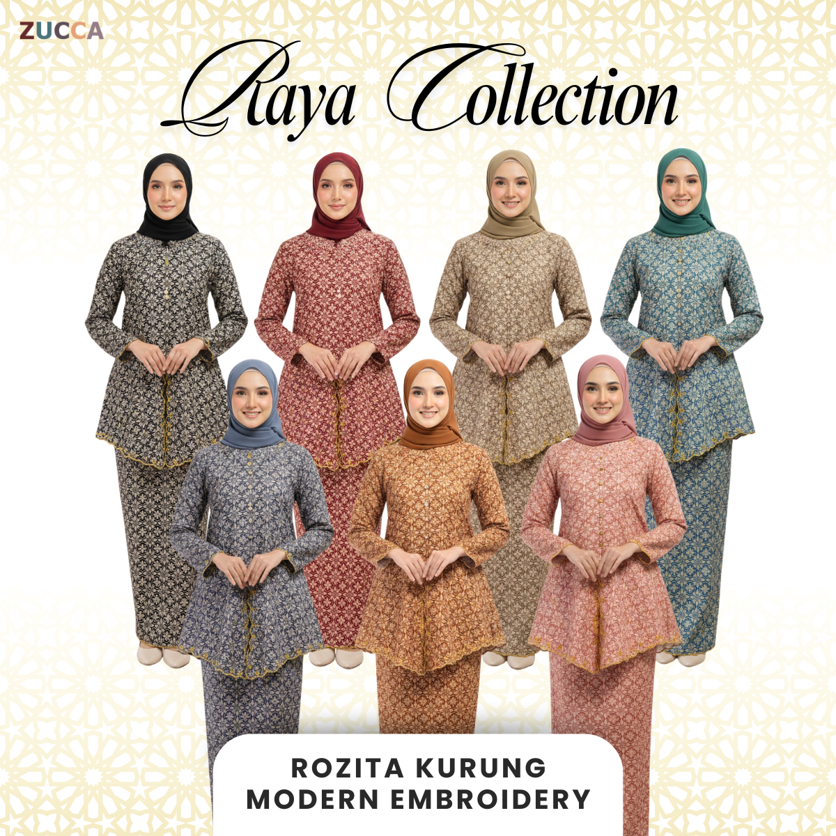 ZUCCA ROZITA KURUNG MODEST FLORAL PRINT SCALLOP EMBROIDERY - DMRAYA001