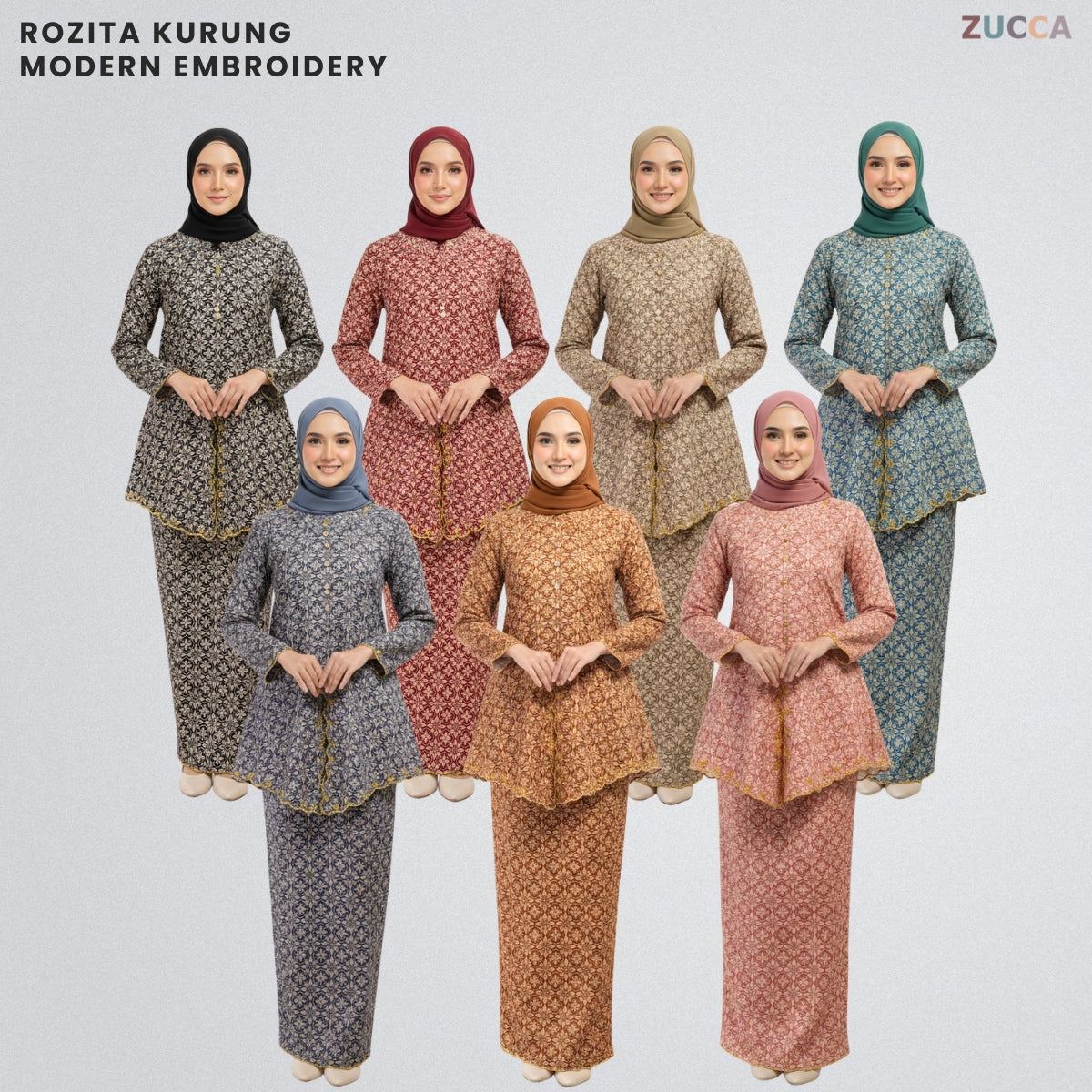 ZUCCA ROZITA KURUNG MODEST FLORAL PRINT SCALLOP EMBROIDERY - DMRAYA001