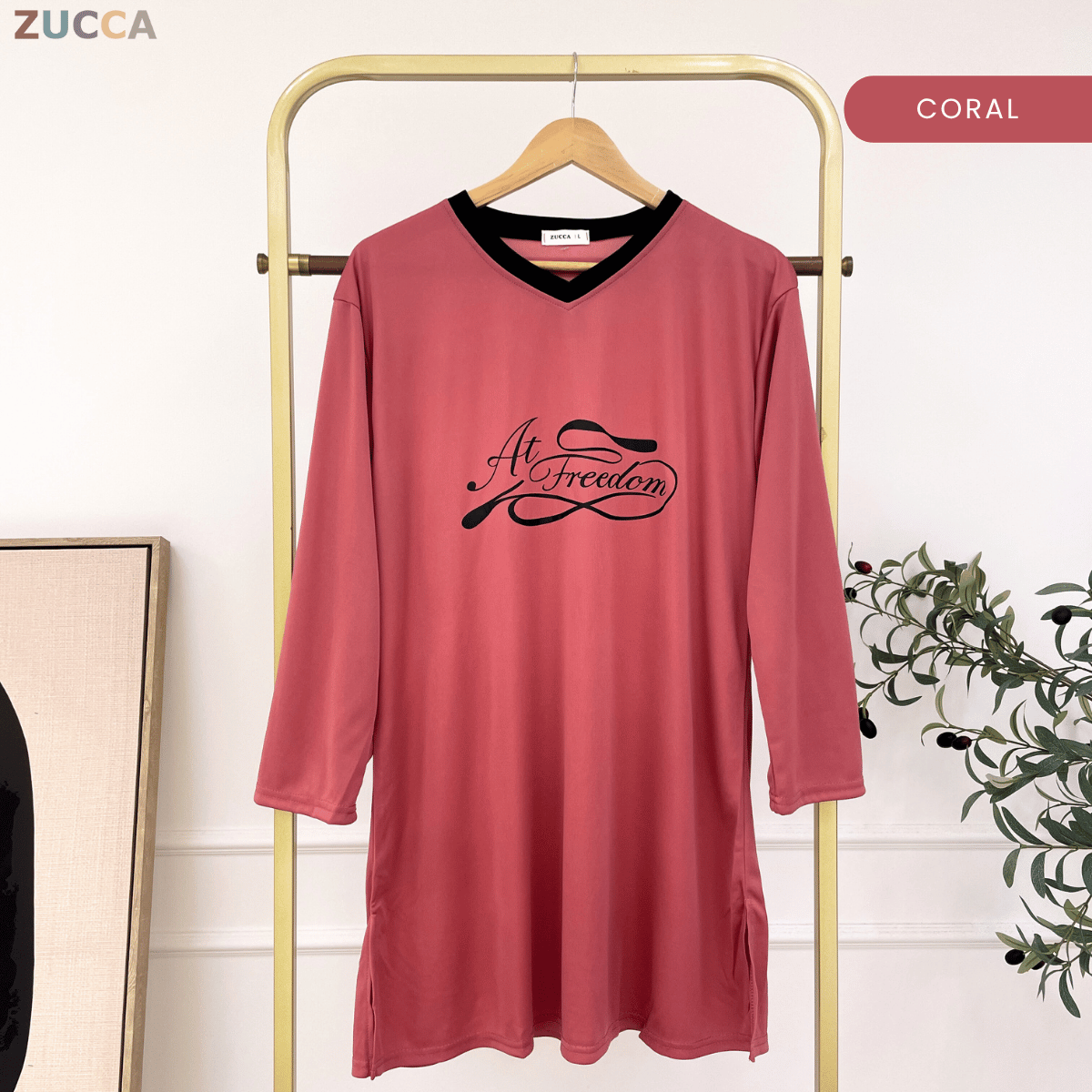 ZUCCA RAYNA WOMEN KASUAL SHIRT V-NECK - DMS1002