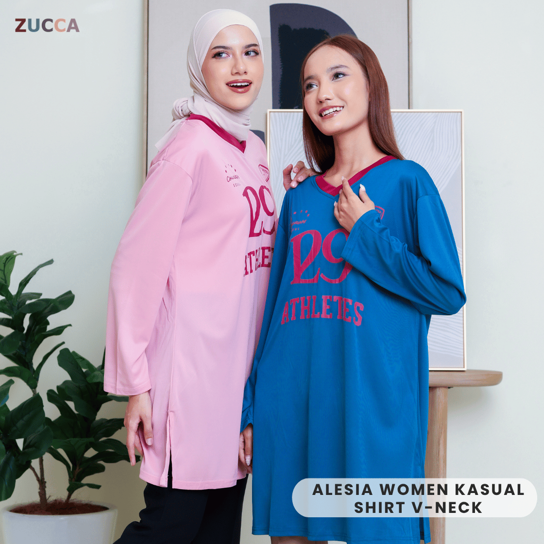 ZUCCA ALESIA KASUAL MUSLIMAH SHIRT V NECK - DMS1005