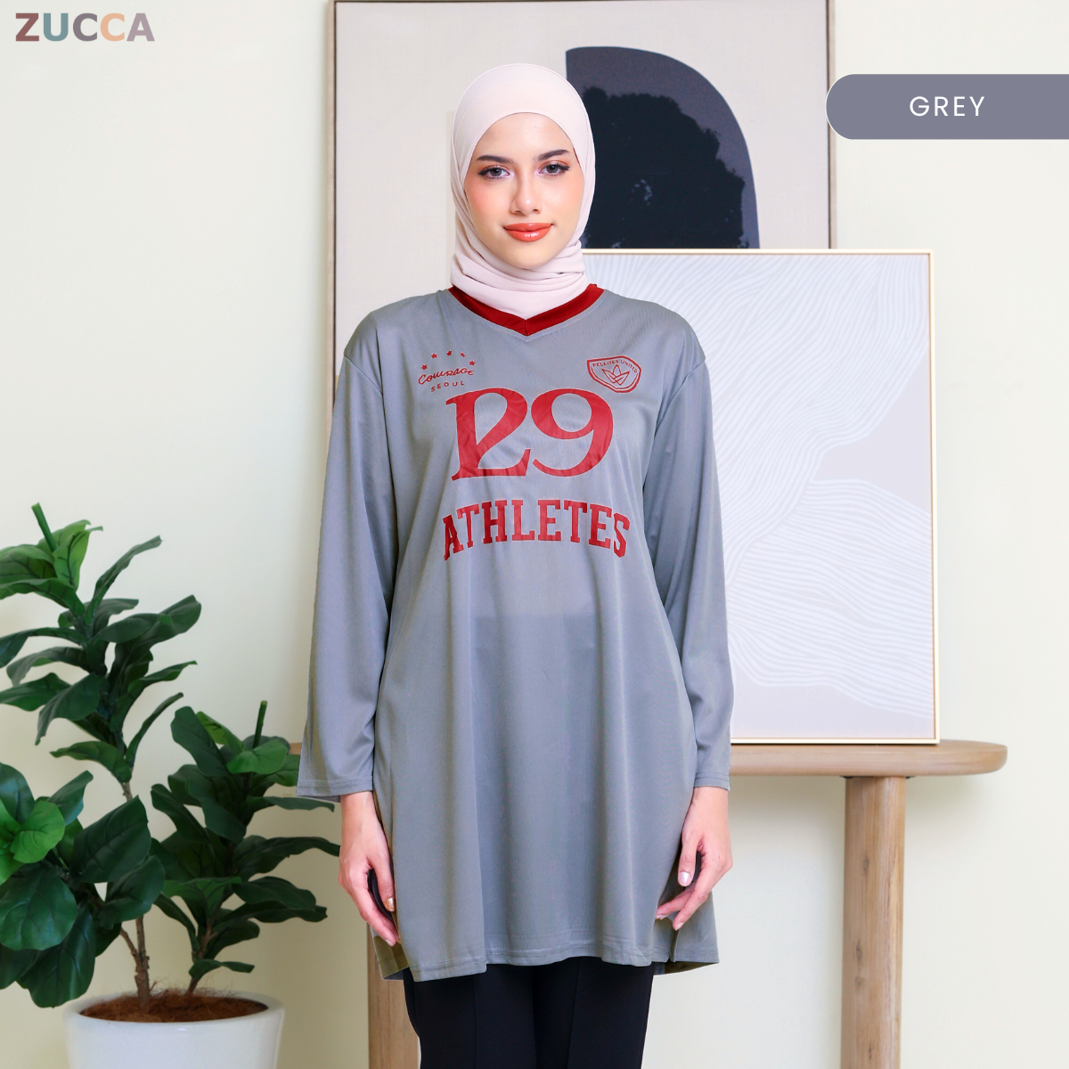 ZUCCA ALESIA KASUAL MUSLIMAH SHIRT V NECK - DMS1005